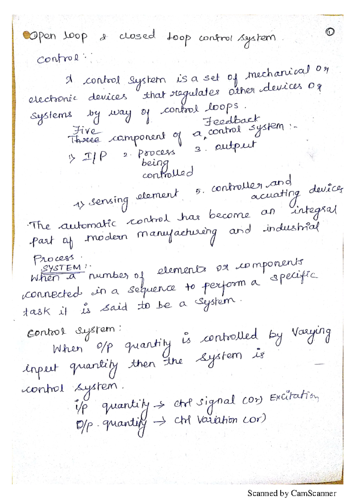 UNIT-1: Control Systems Overview and Key Concepts - Studocu