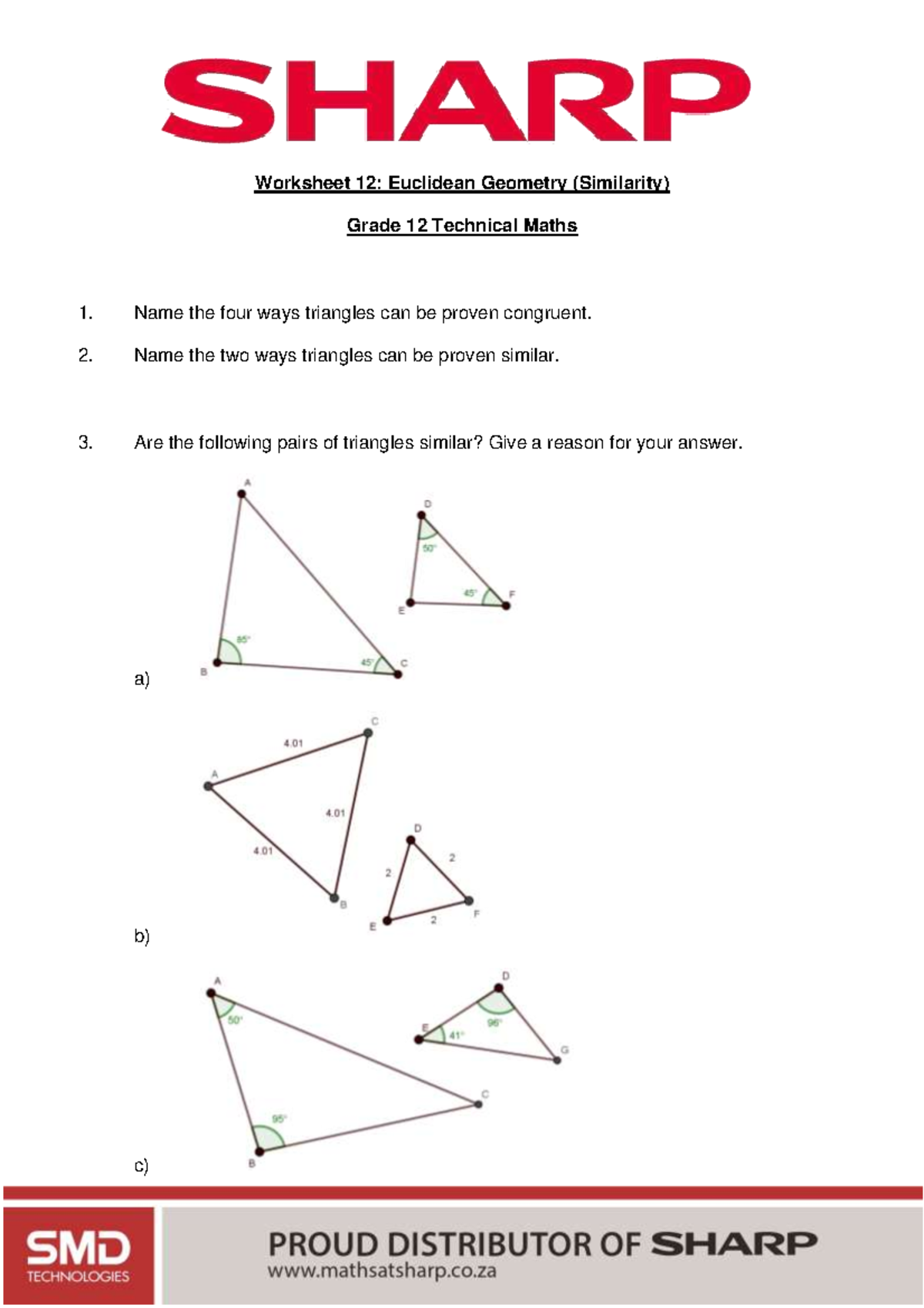 Worksheet 12: Similarity in Euclidean Geometry - Grade 12 Technical ...