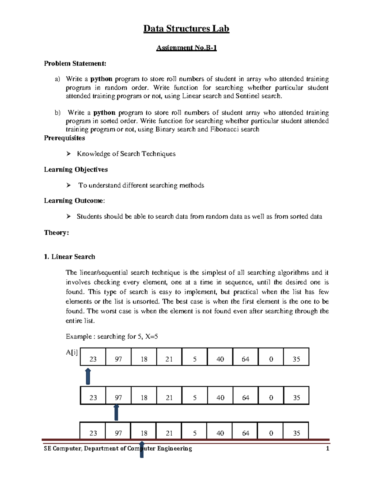 B-1 Assignment 1: Python Search Techniques and Student Roll Numbers ...