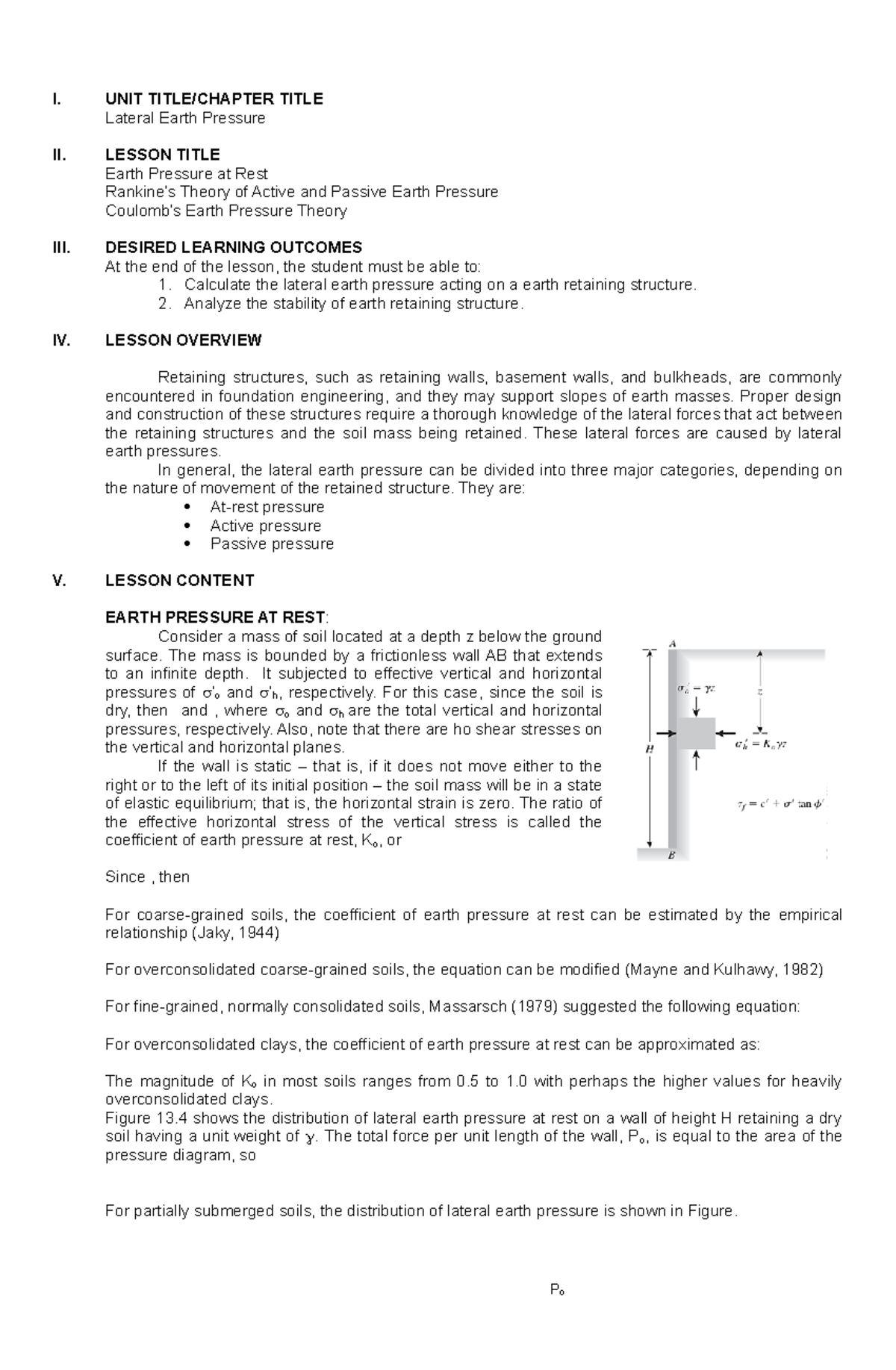 IM9 - Key Concepts of Lateral Earth Pressure Theories Explained - Studocu