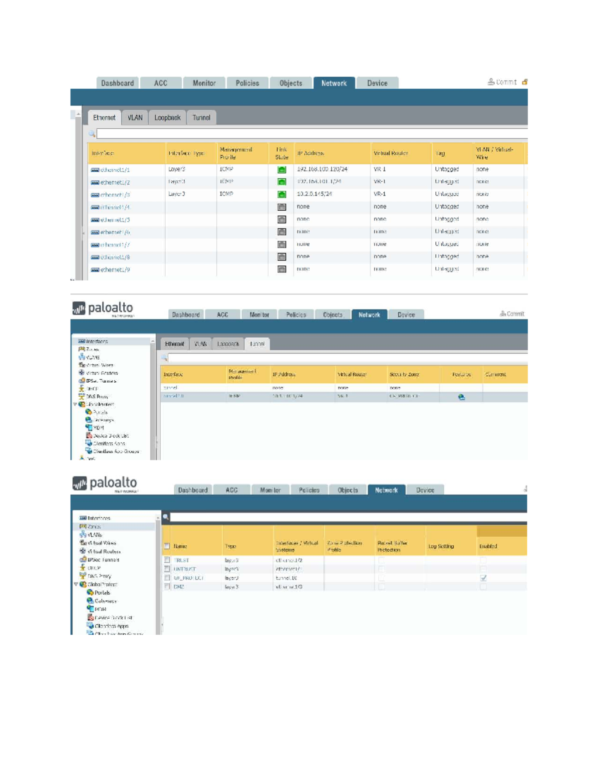 Dashboard ACC Monitor Policies & Network Device Management - Cyber ...