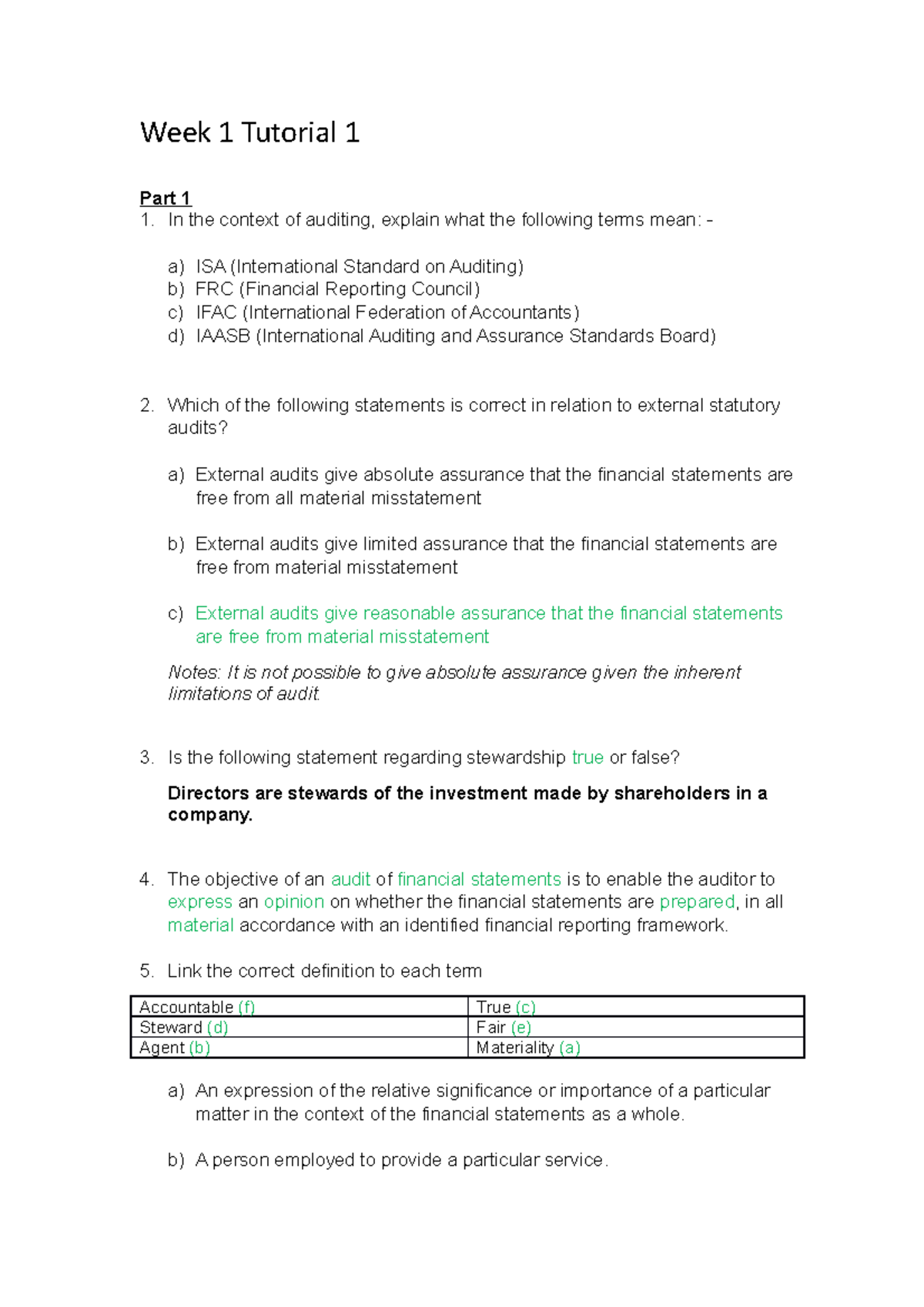 Audit Revision: Tutorials and Practice Questions for Exam Success - Studocu
