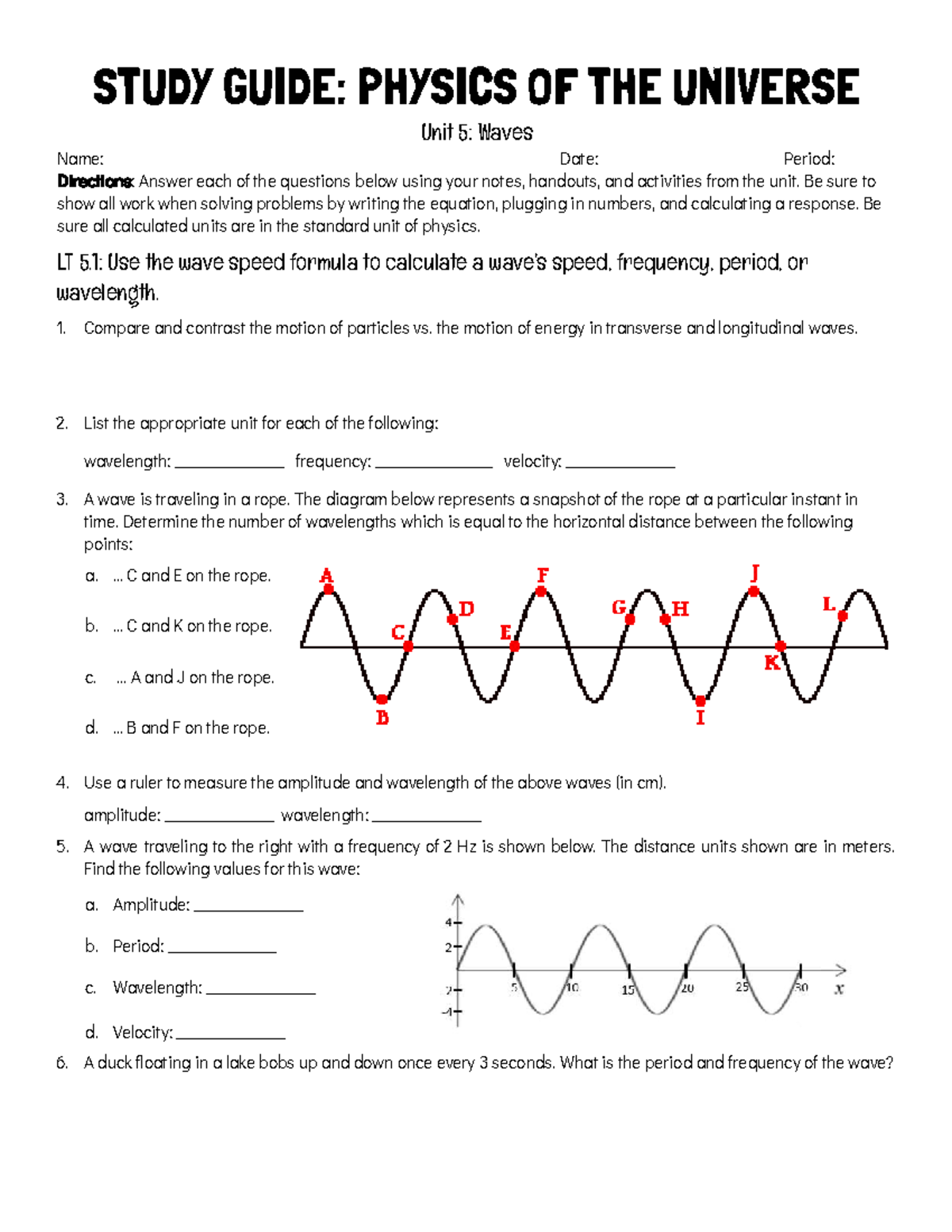 Unit 5 Study Guide: Waves in Physics of the Universe (PHYS 101) - STUDY ...