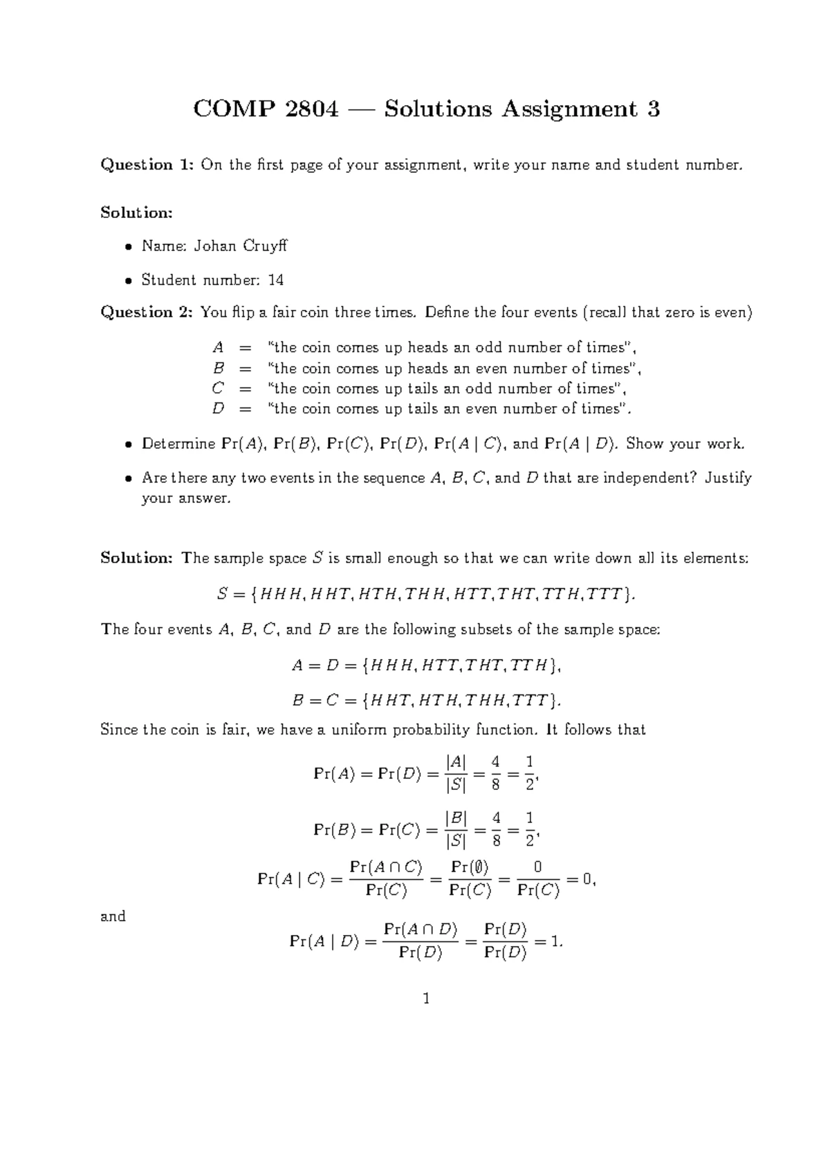 COMP 2804 Discrete structures 2 assignment 2 solutions and explanations ...