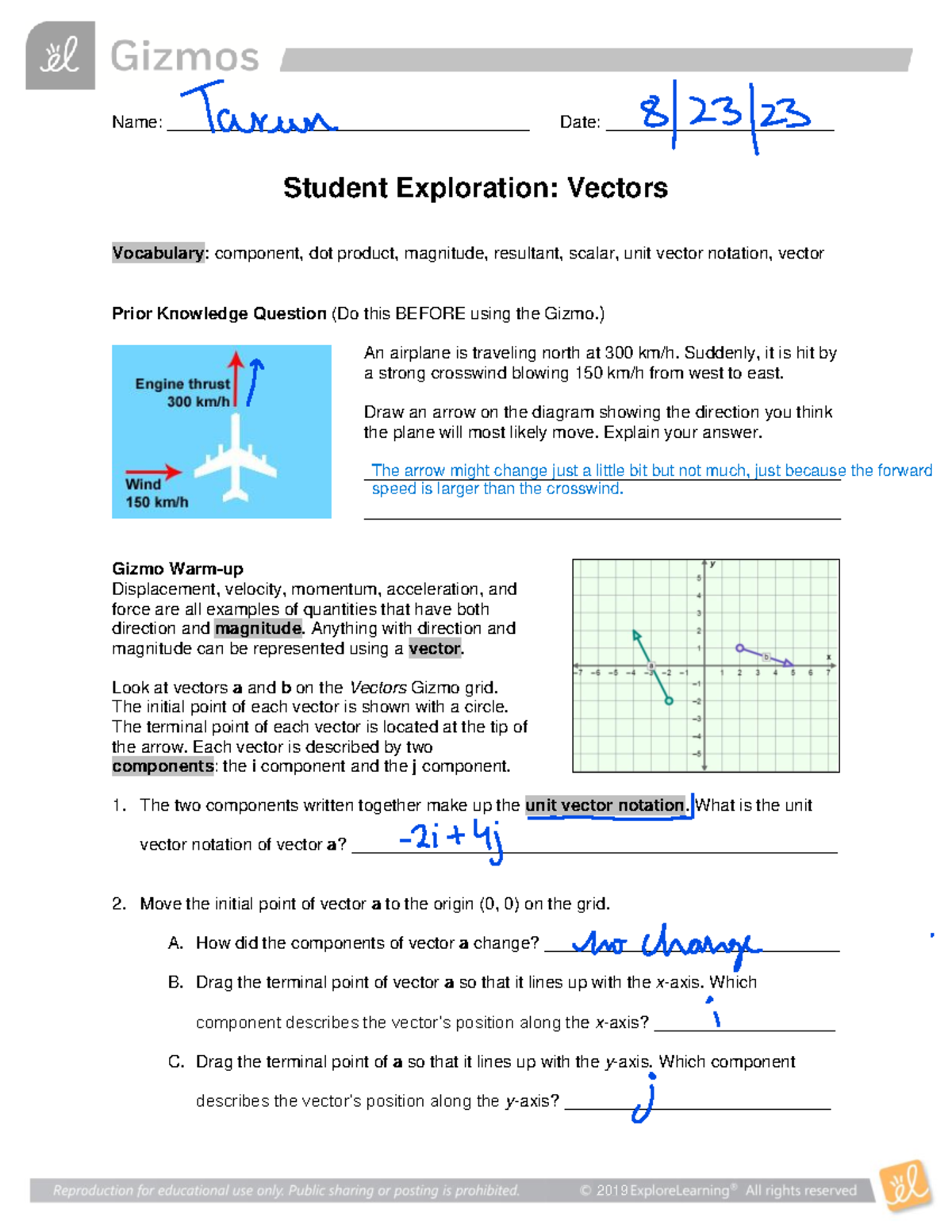 Exploring Vectors: Student Exploration SE - Vectors Study Guide - Studocu