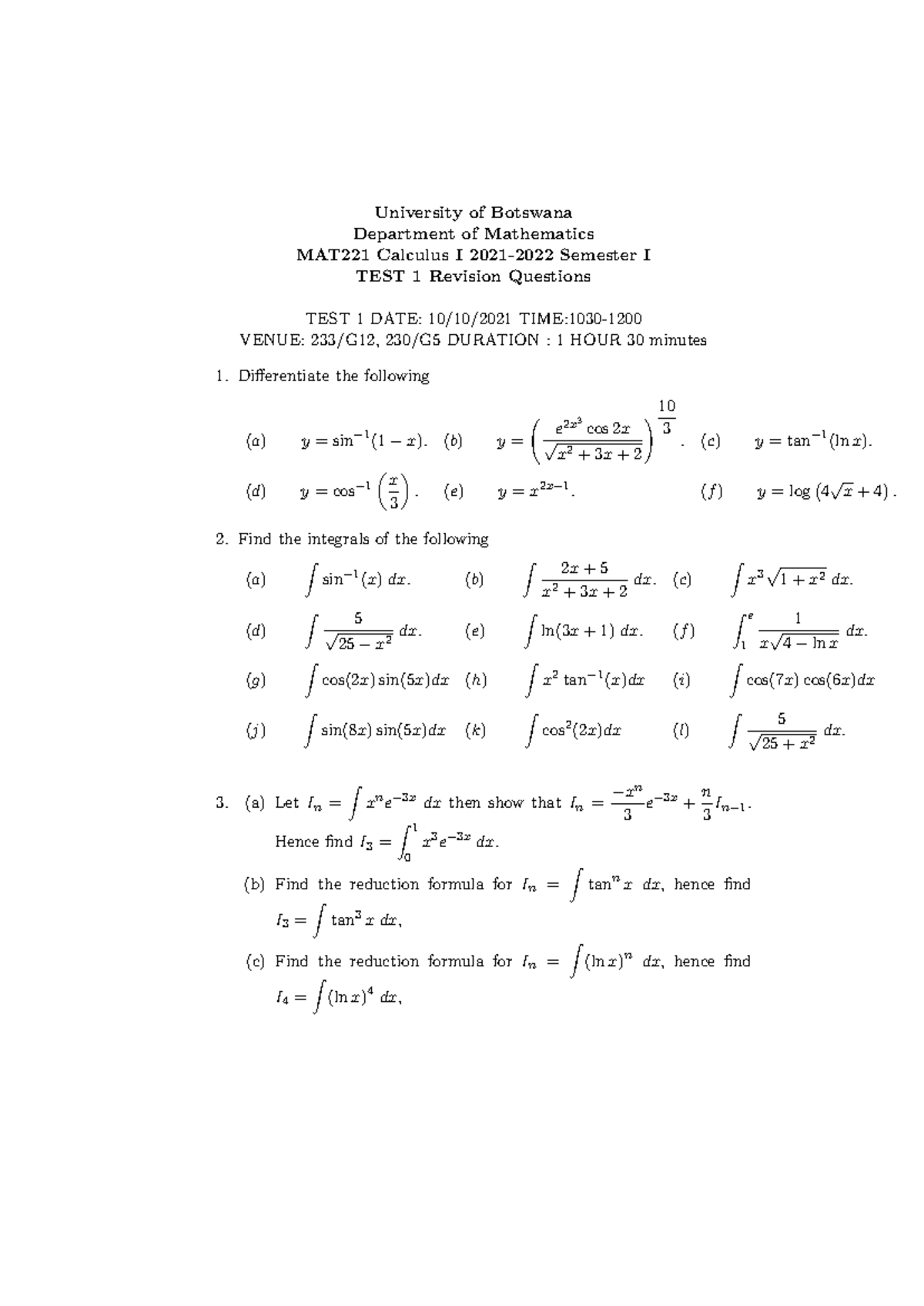 MAT 221 Test 1 Revision Questions and Analysis - Studocu