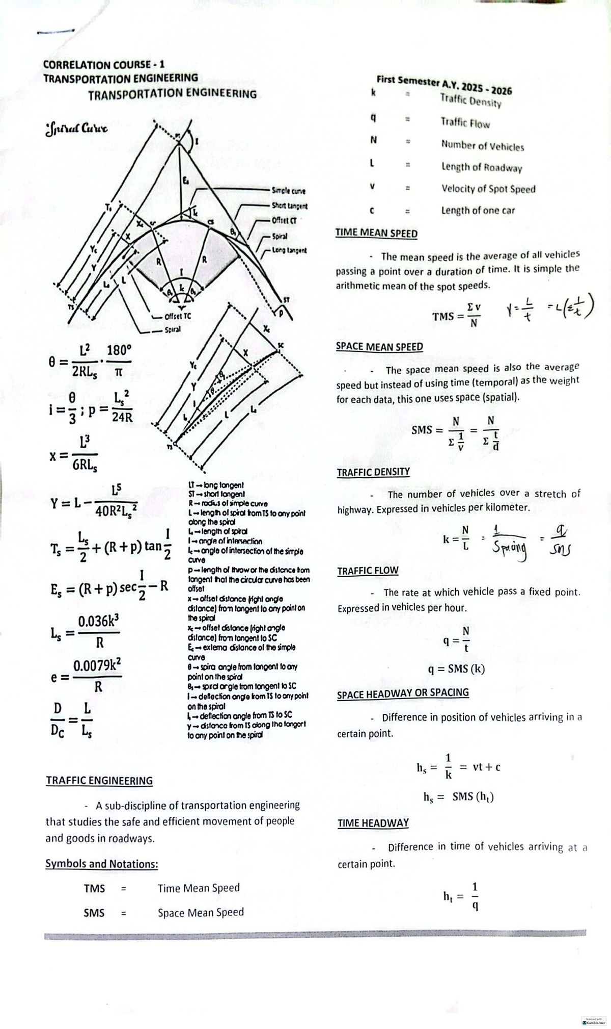 Correlation Course 1: Transportation Engineering Concepts - A.Y. 2025 ...