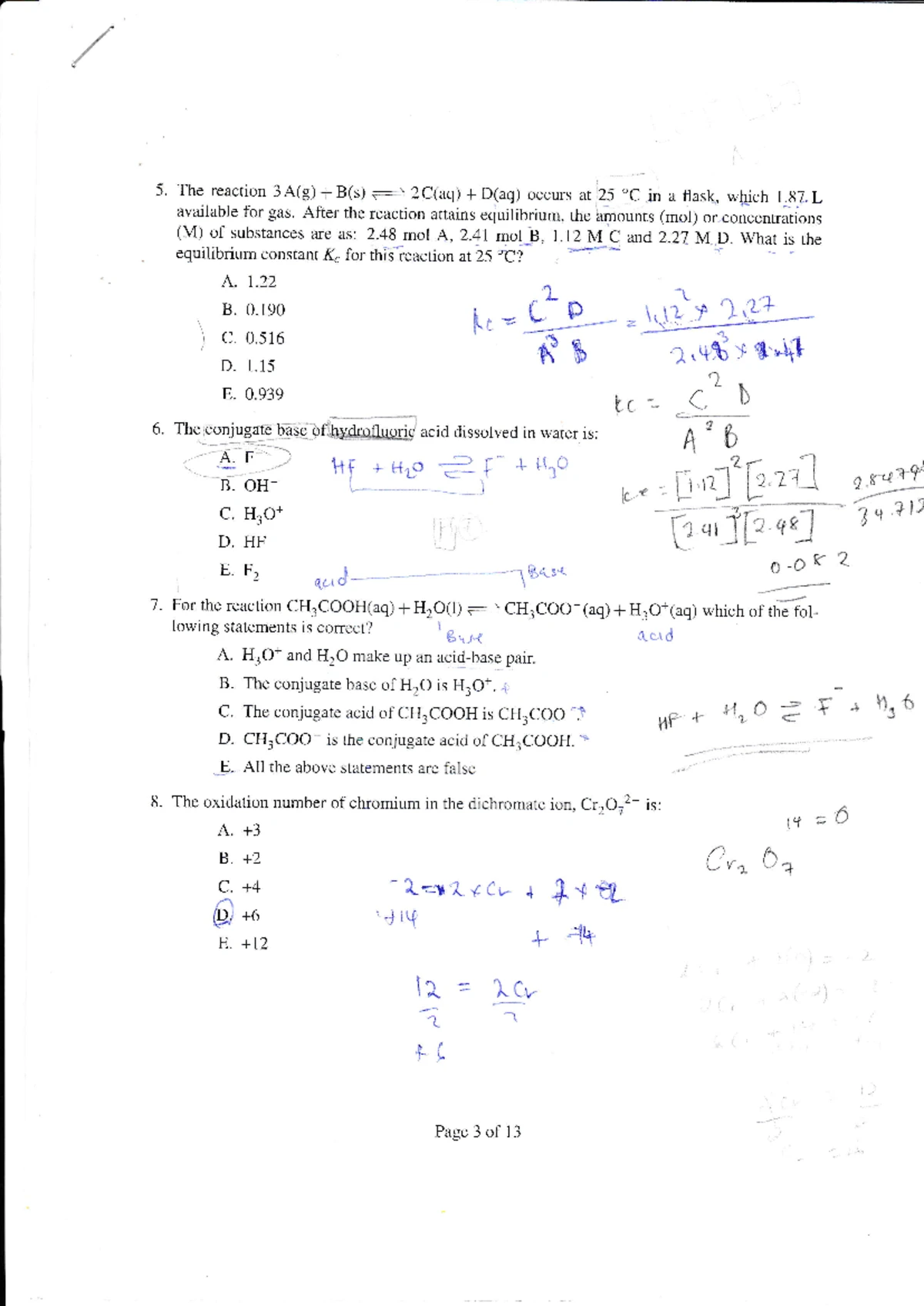 CHEM 102 TEST 1 - GENERAL CHEMISTRY II - MARCH 2023 - Studocu