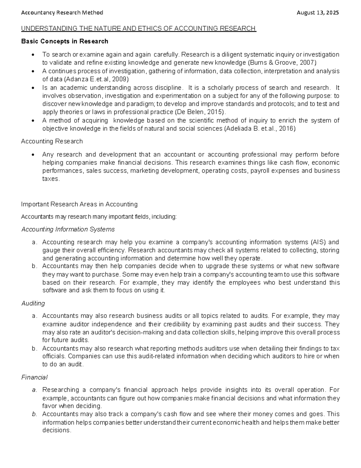 Accountancy Research Method (ACCT 101) - Understanding Ethics ...