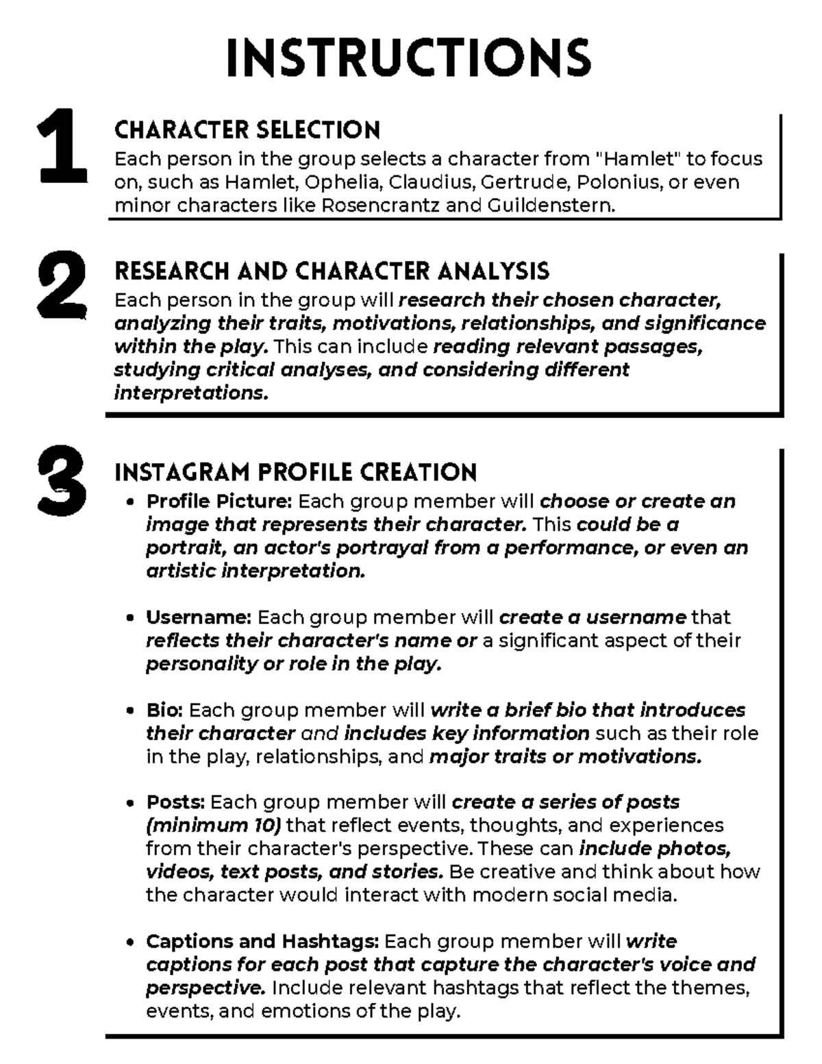 Hamlet Character Instagram Project Instructions - ENG 101 - Studocu