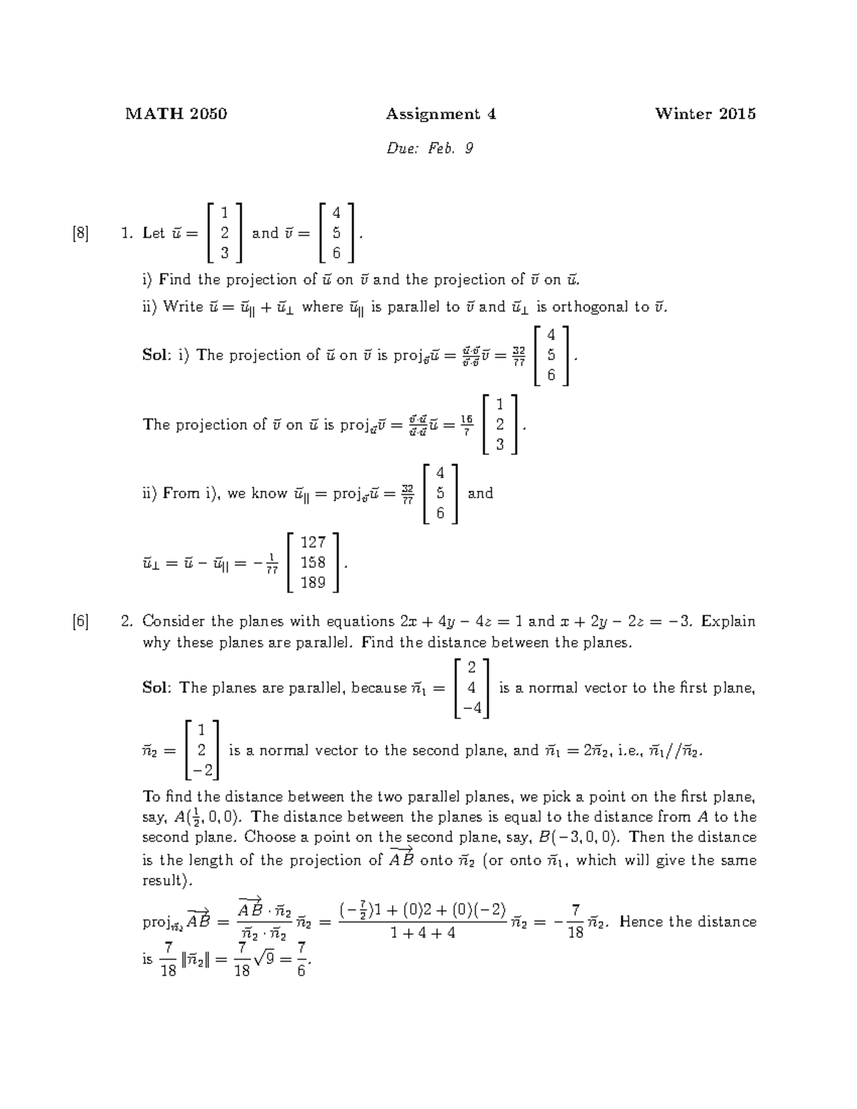 As4 sol - Assignment 4 solutions - MATH 2050 Assignment 4 Winter 2015 ...