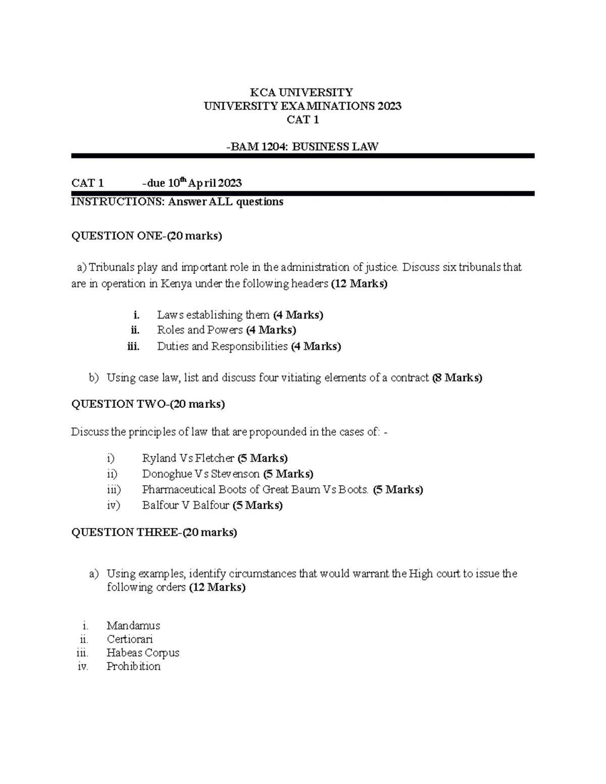 Hadley V Baxendale Test LAW OF CONTRACT Key Elements