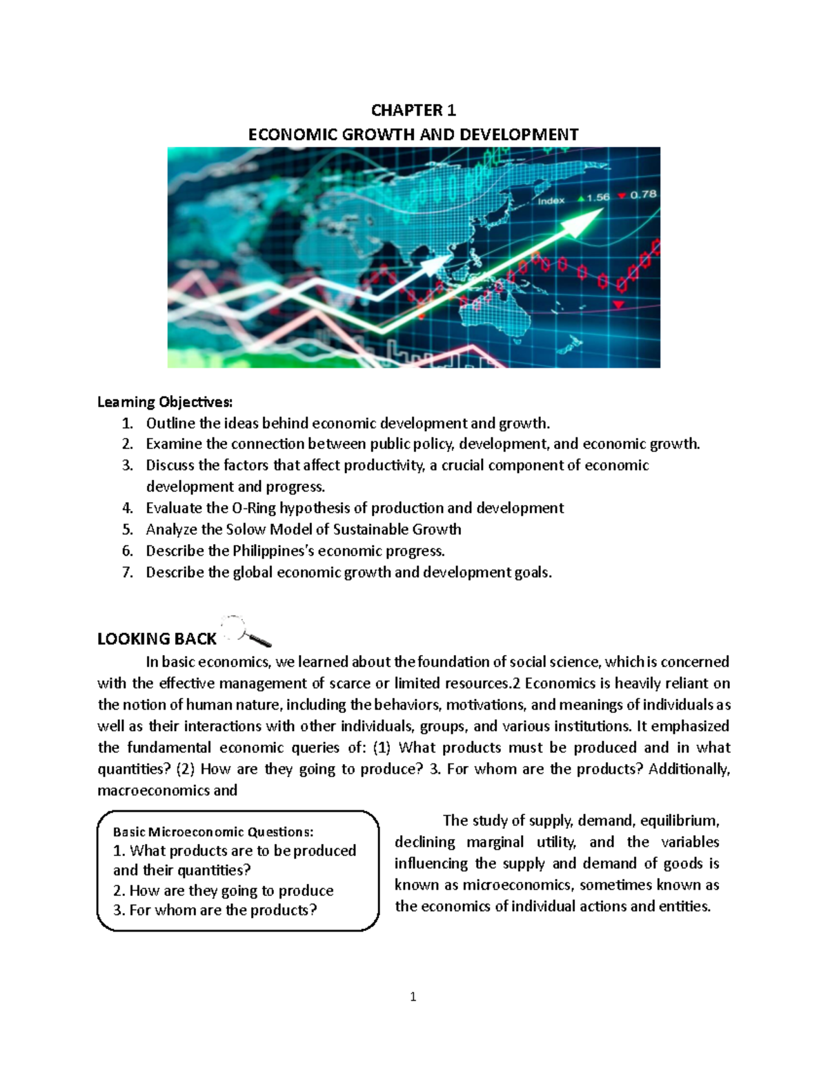 Chapter 1: Economic Growth & Development Insights (ECO 101) - Studocu