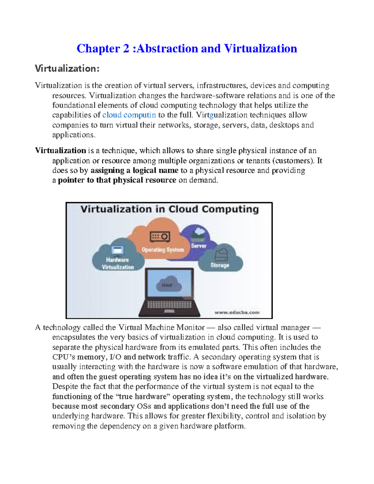 Chapter 2: Virtualization and Abstraction in Cloud Computing - Studocu
