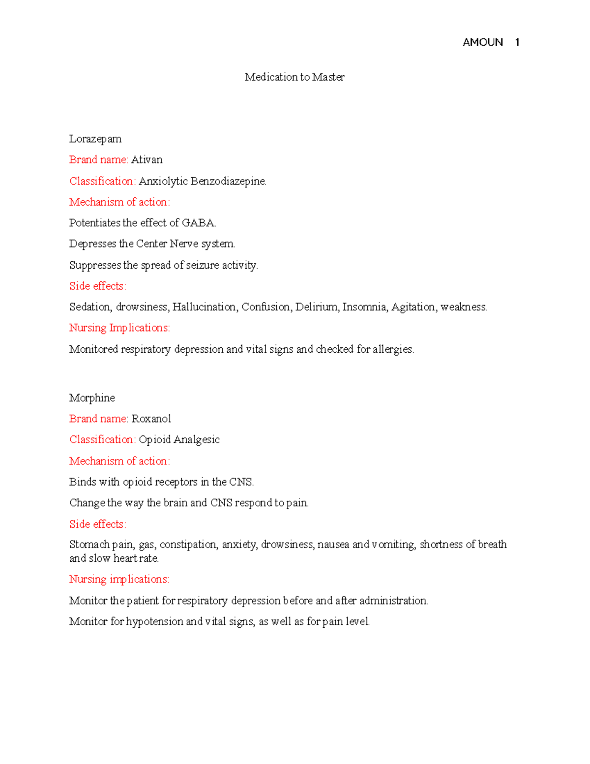 Medication to Master - AMOUN 1 Medication to Master Lorazepam Brand ...