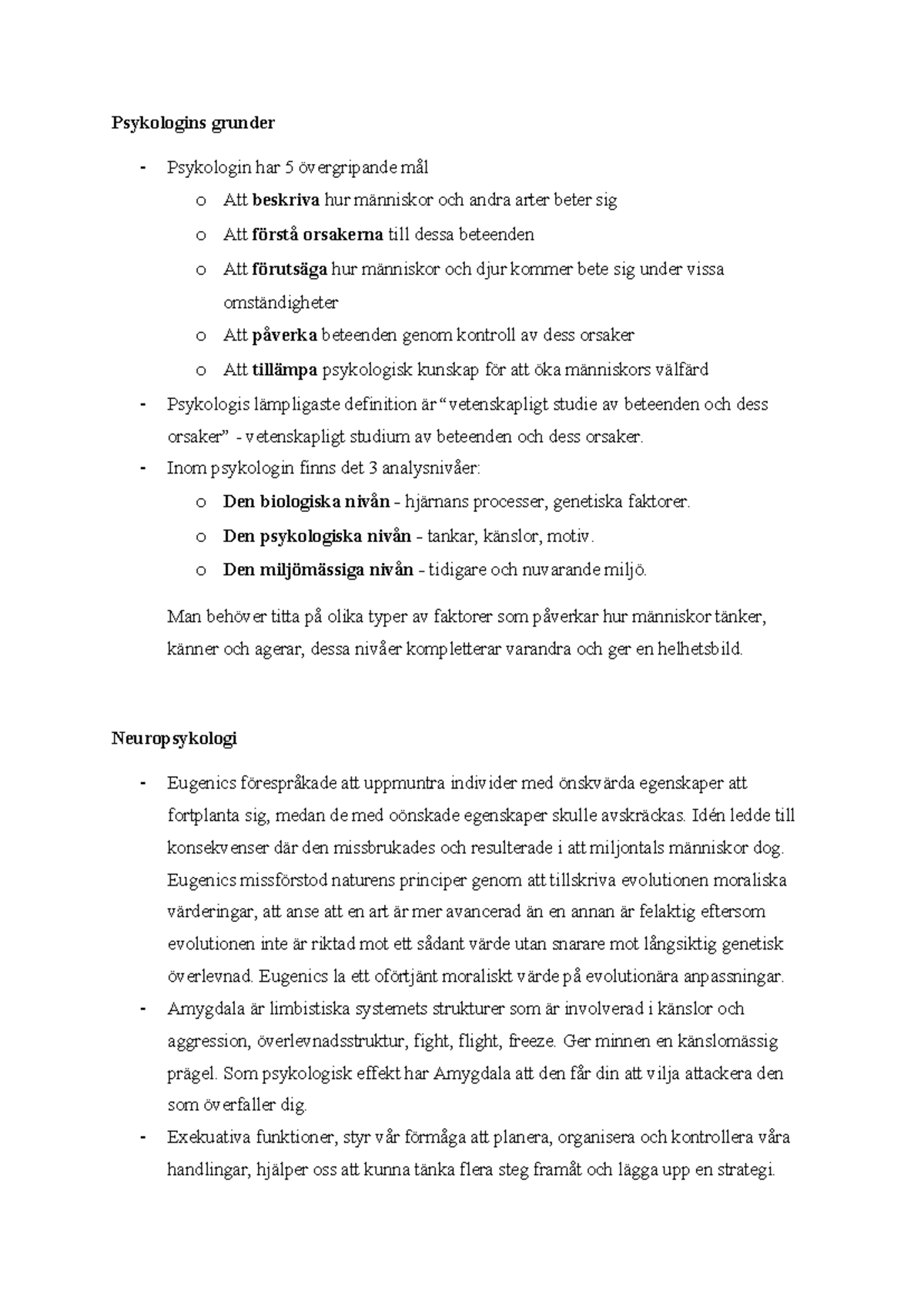 Psykologi 101: Gamla Tentor och Studier inför Tenta - Studocu