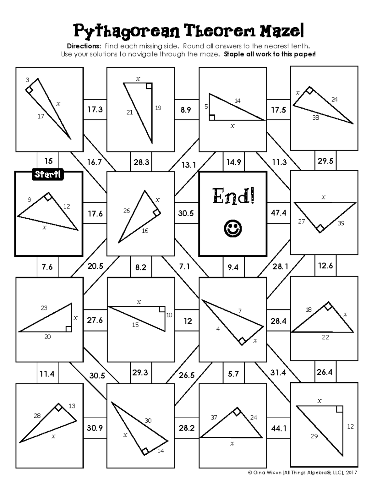 Pythagorean Theorem Maze: Solve for Missing Sides! - Studocu