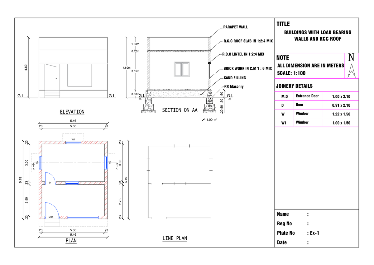 R.C.C Roof & Parapet Wall Construction Details - Ex-2 Dwg - Studocu