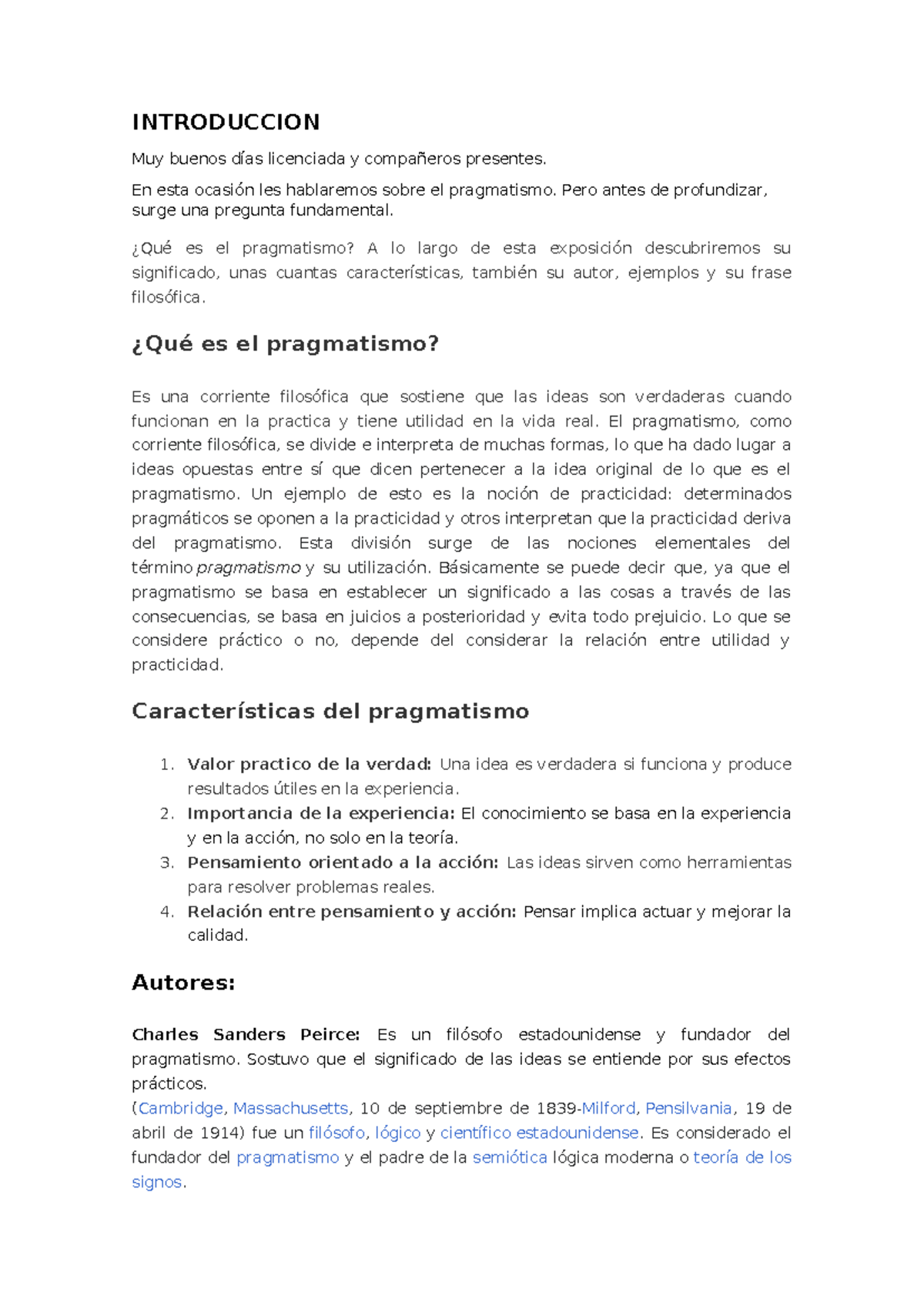 Filosofía del Pragmatismo en la Educación - EDUCACION - Studocu