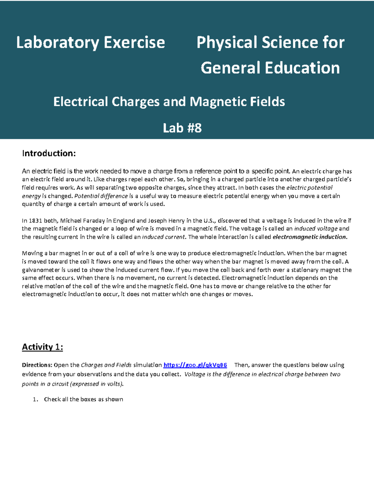 Lab #8: Exploring Electrical Charges and Magnetic Fields in Physics ...