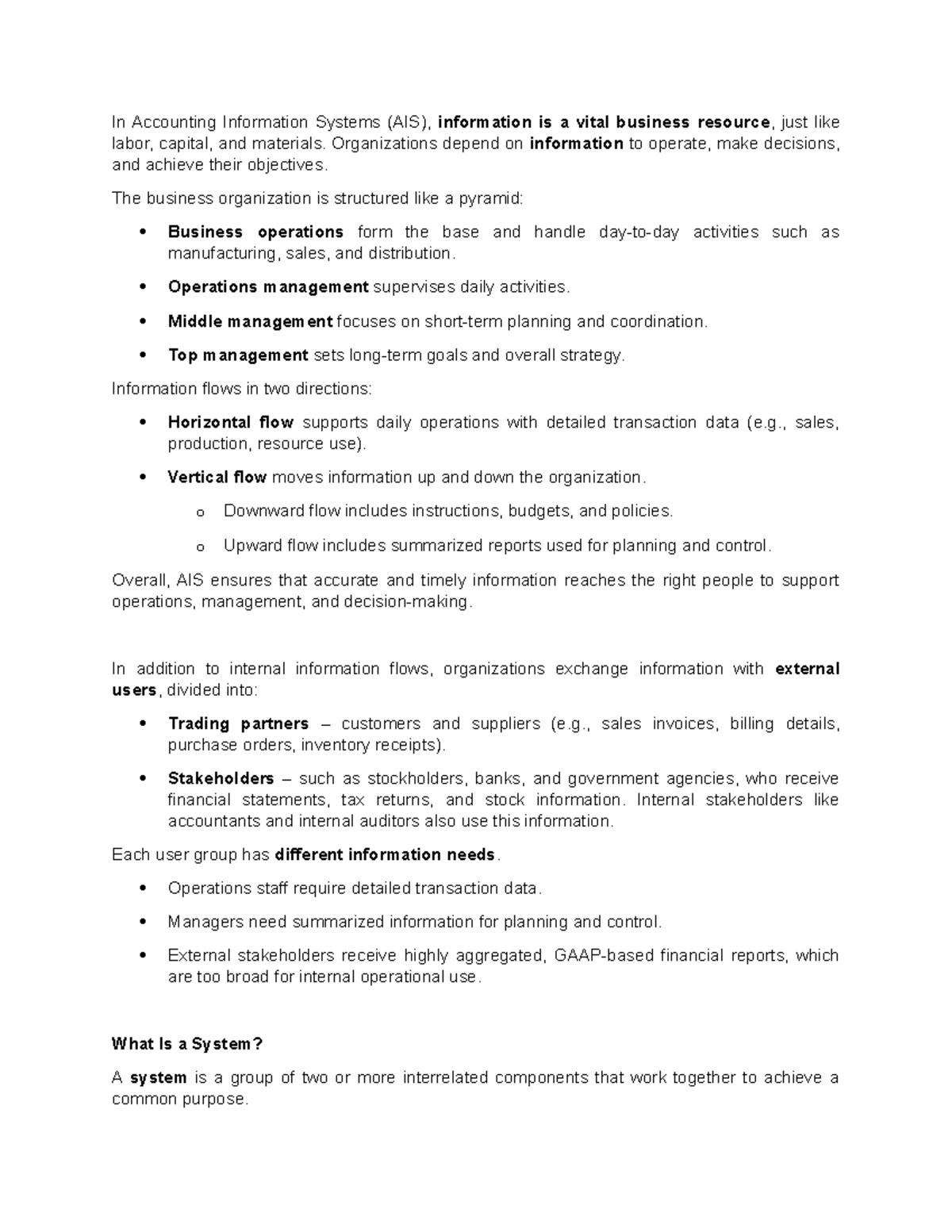 AIS Chapter 1: Understanding Accounting Information Systems - Studocu