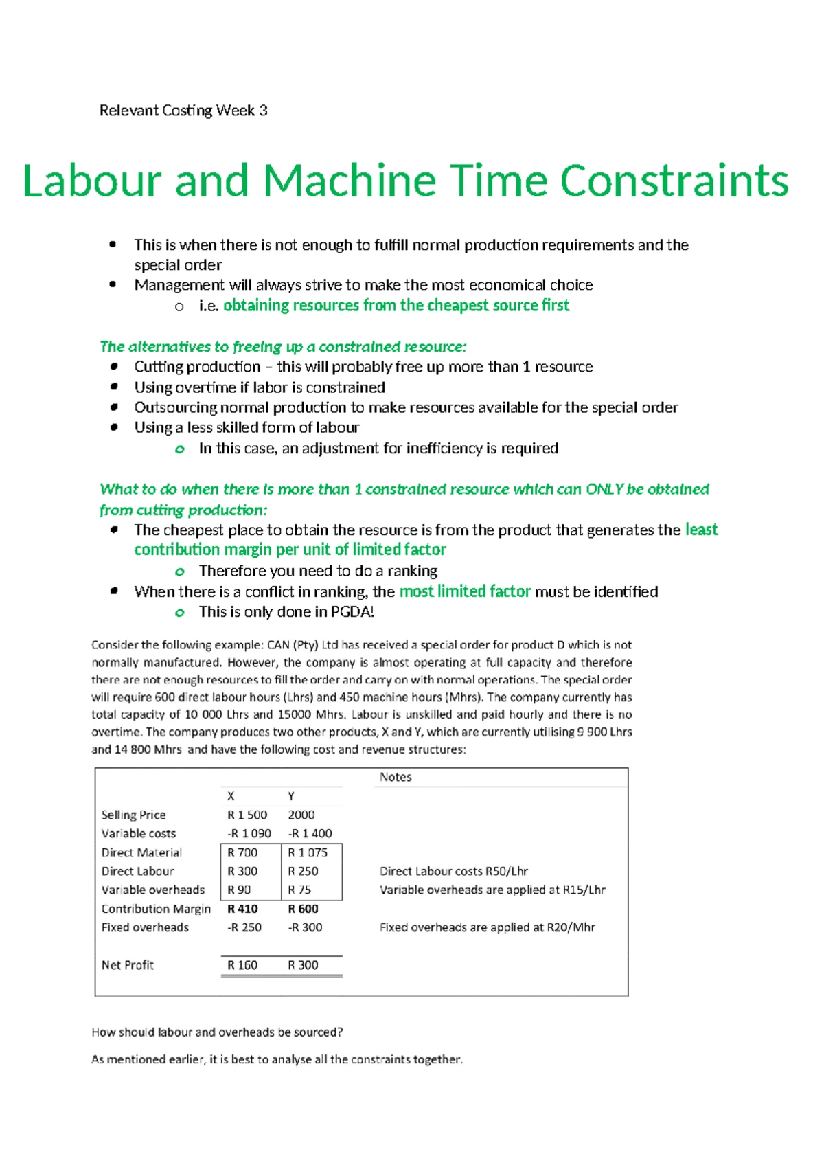 Scenario Analysis for Final Exam - ACC3023H Management Accounting - Studocu