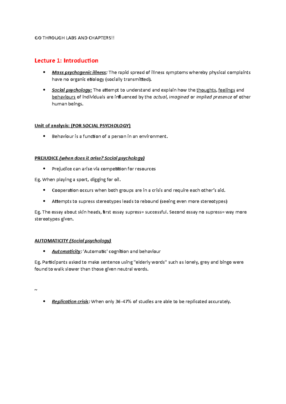 PSYC2212 Final Exam Notes: Key Concepts in Social Psychology - Studocu