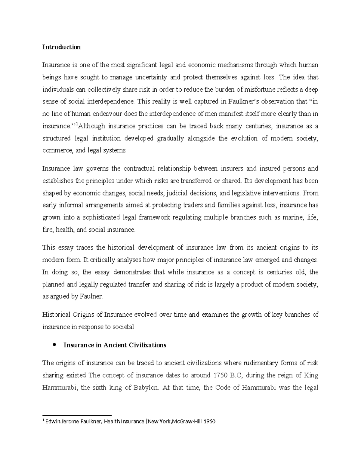 Historical Origins of Insurance Law: A Comprehensive Overview - Studocu
