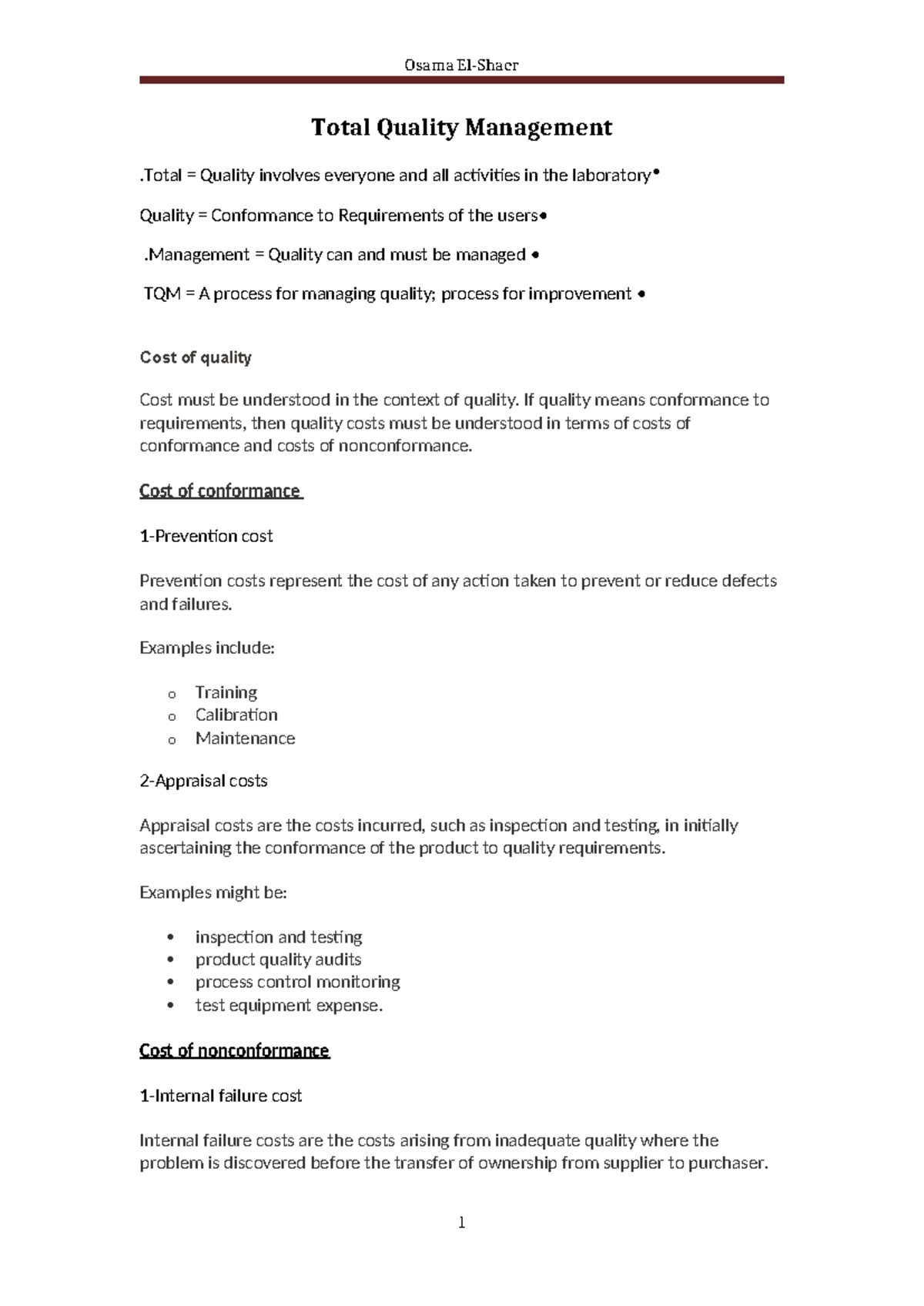 Total Quality Management (TQM) Overview and Key Concepts - Studocu