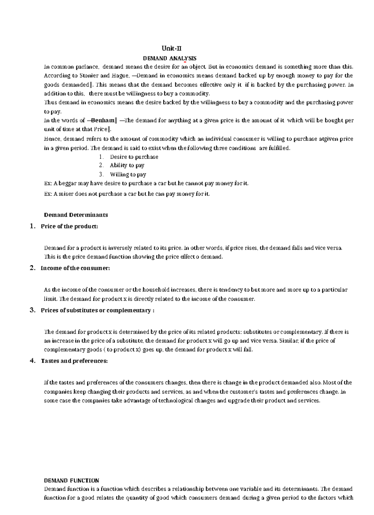 Demand Analysis and Supply Function: A Comprehensive Study (BEFA R22 ...