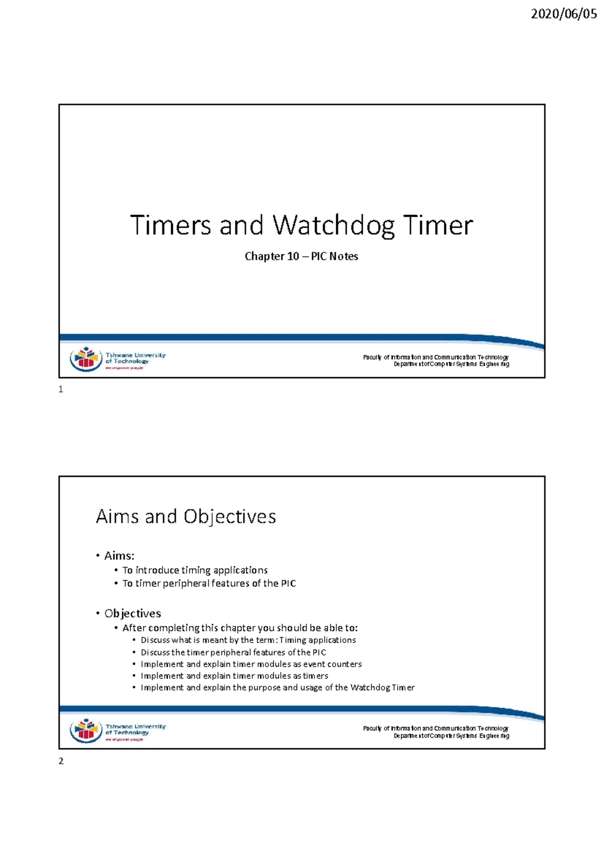 PIC 10: Timers and Watchdog Timer Notes for ICT Students - Studocu