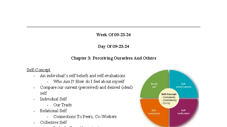 PSY 101: Week 3 Notes on Self-Perception and Stereotyping - Studocu