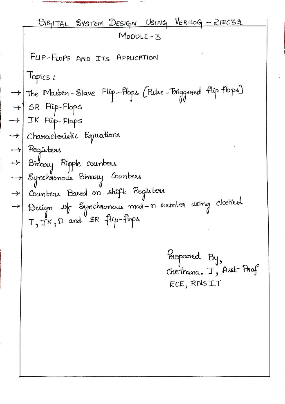 Digital System Design Using Verilog 21EC32: Master-Slave Flip Flops and ...