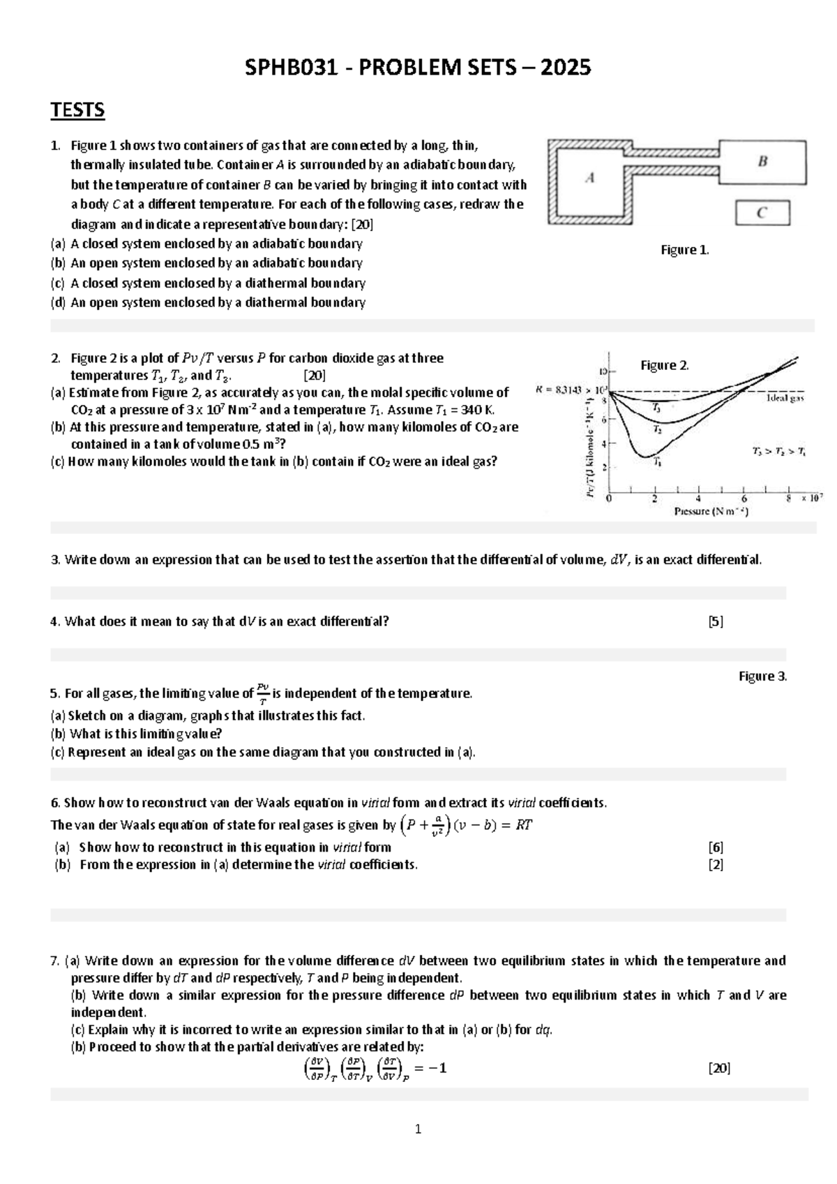 SPHB031 - Problem Sets I - 2025 - 1 SPHB031 - PROBLEM SETS – 2025 TESTS ...