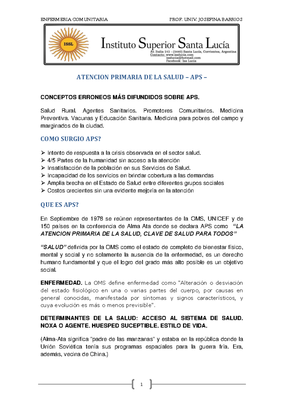 APS Atencion Primaria DE LA Salud - ATENCION PRIMARIA DE LA SALUD – APS ...