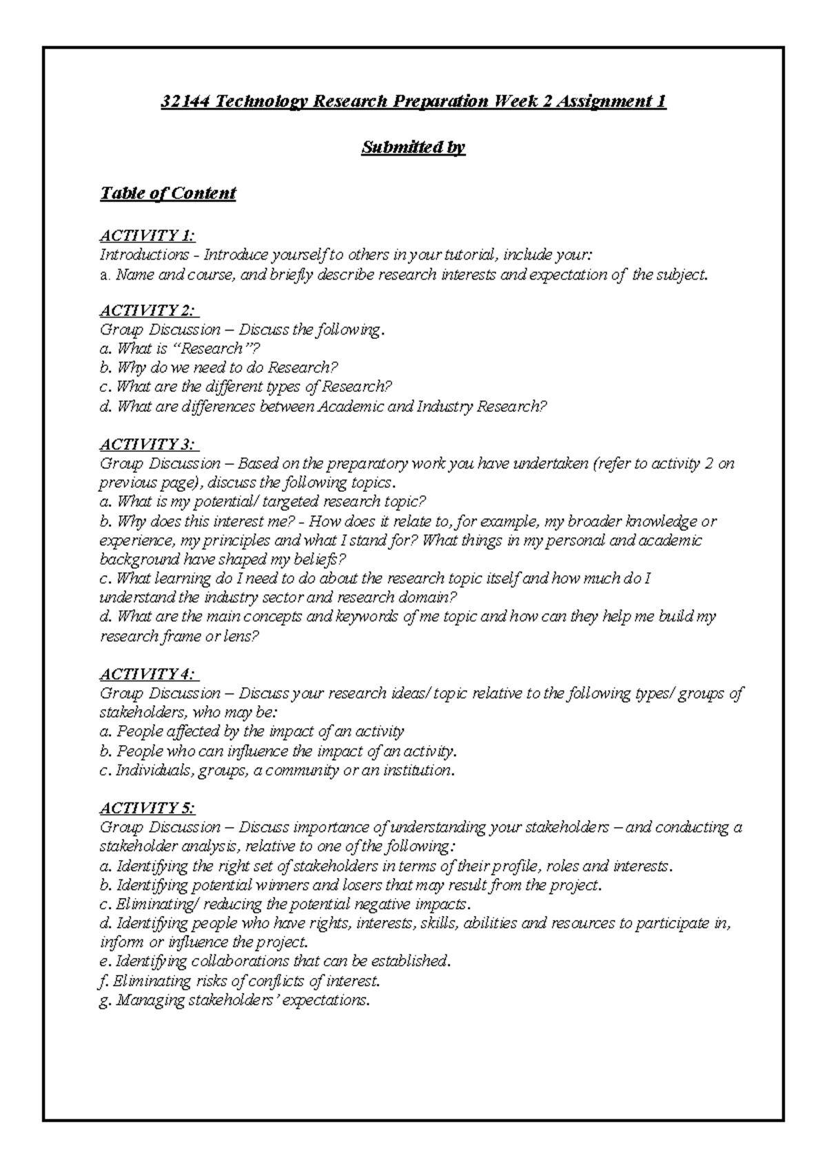 32144 Technology Research Preparation Week 2 Assignment - 32144 ...