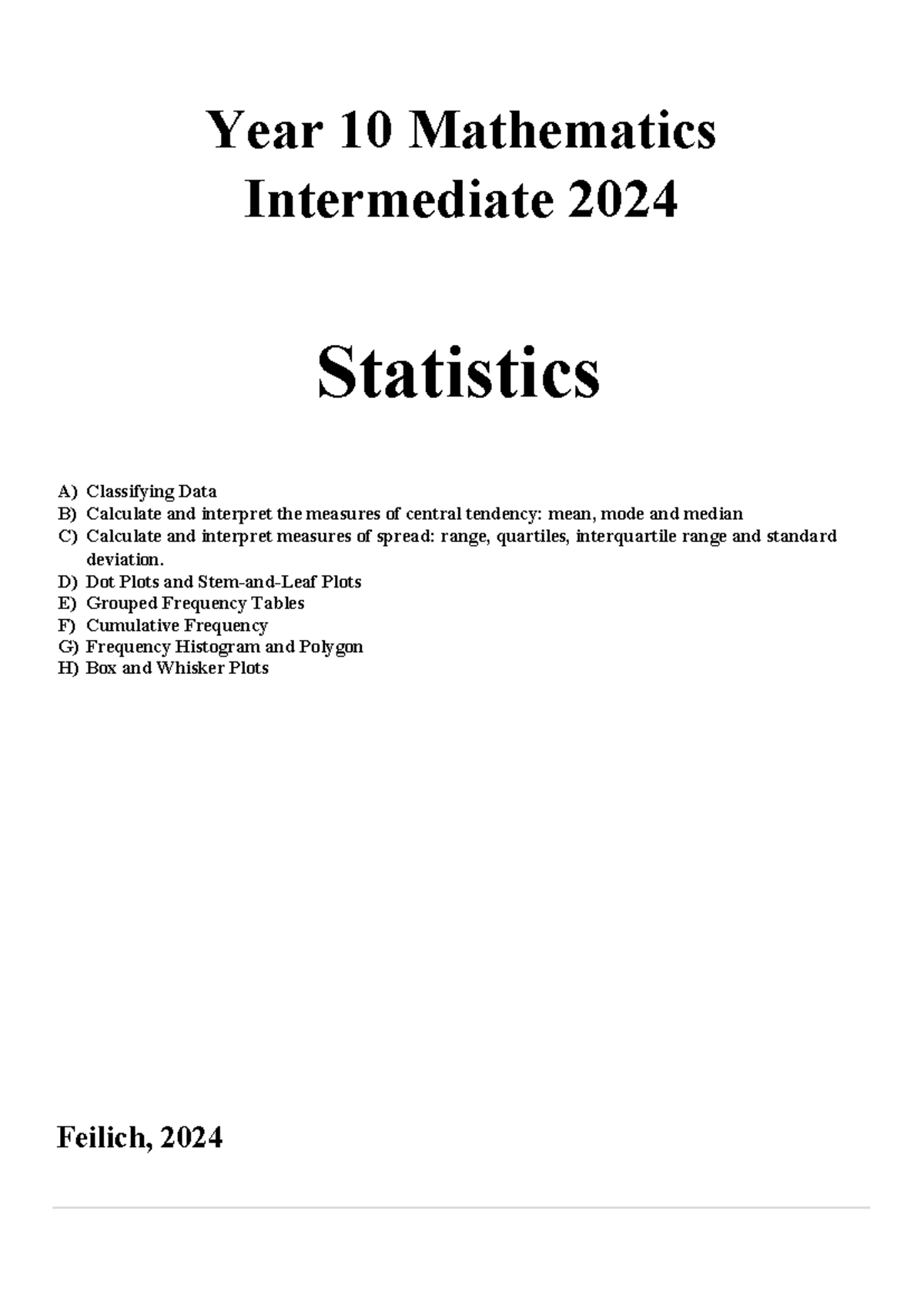 Year 10 INT Stats - Year 10 mathematics - statistics - Year 10 ...