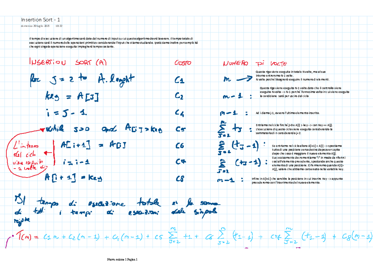Algoritmi e Strutture Dati (ALD101) - Analisi di Insertion Sort e ...