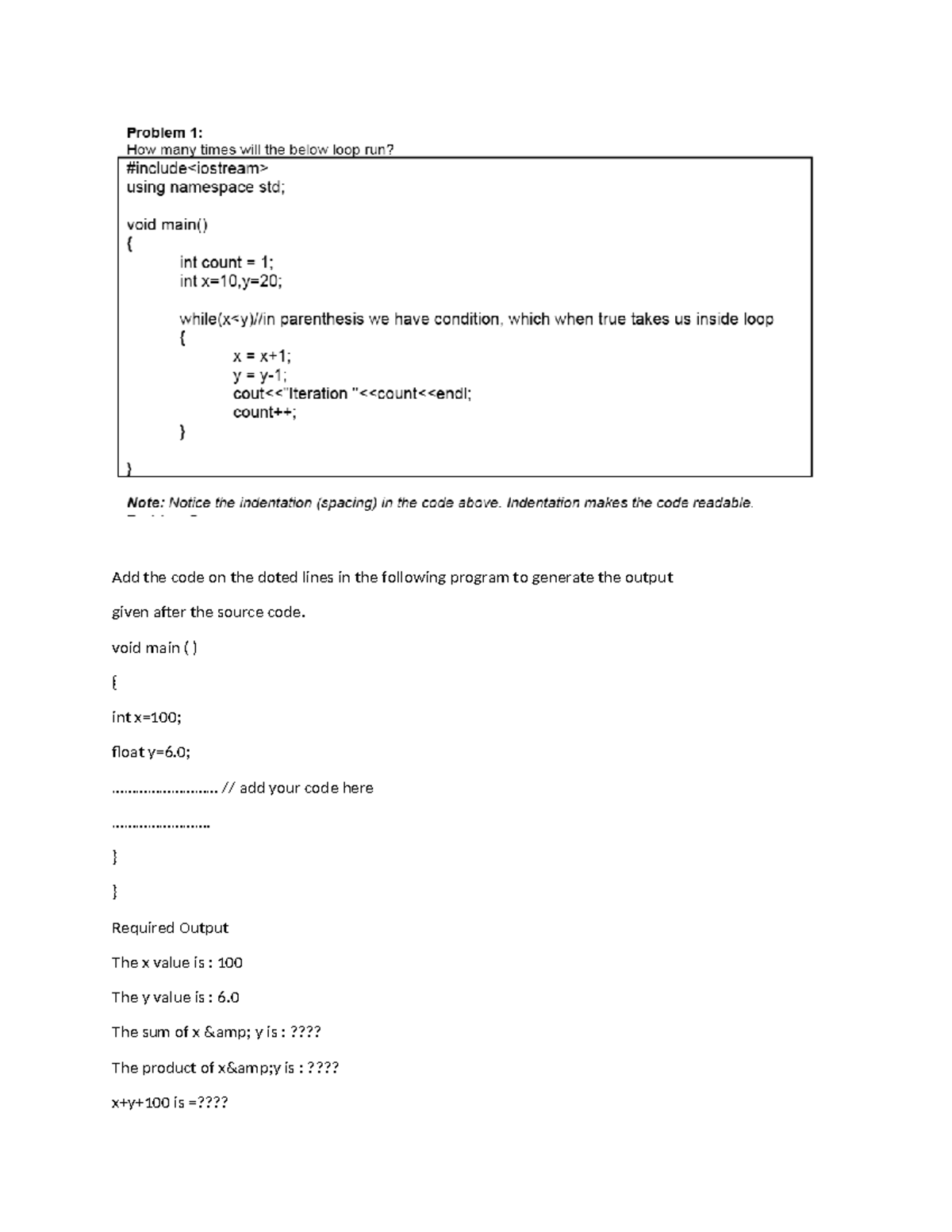 Practice sheet 4 - Add the code on the doted lines in the following ...