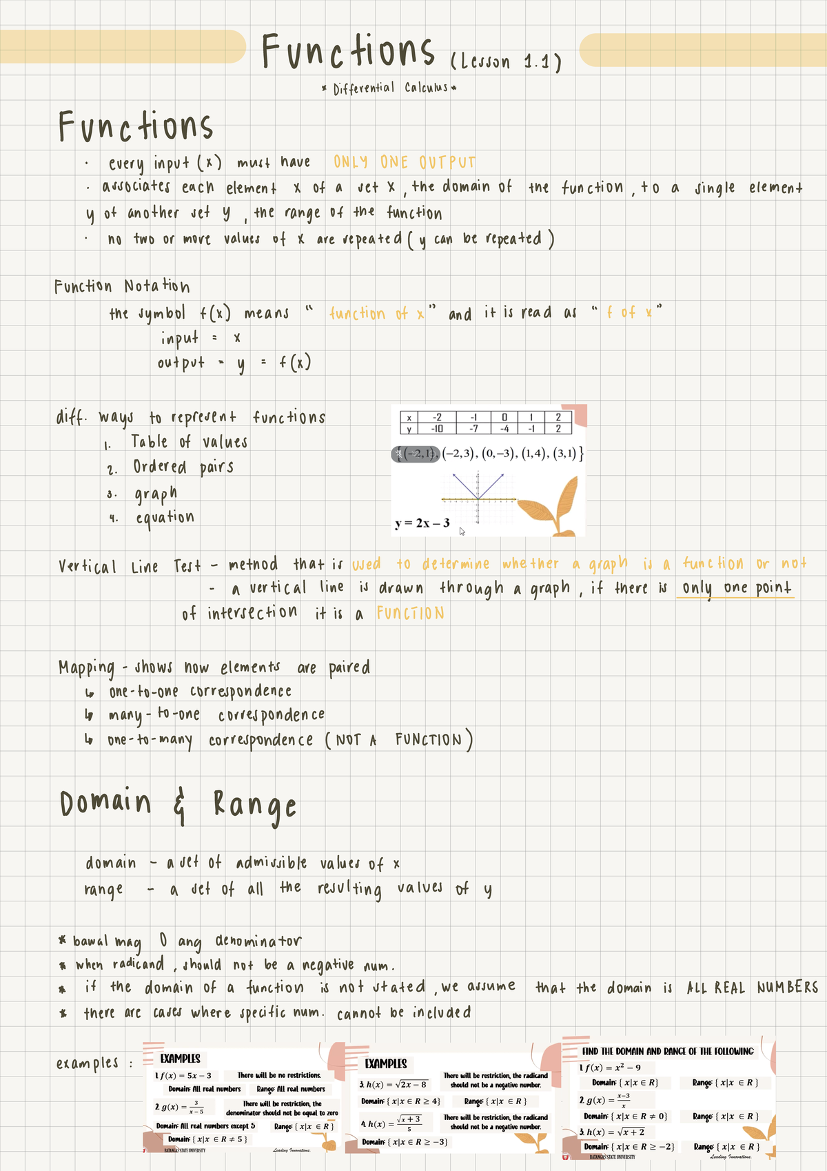 Midterm Study Notes for Differential Calculus (Diff Cal) - Studocu