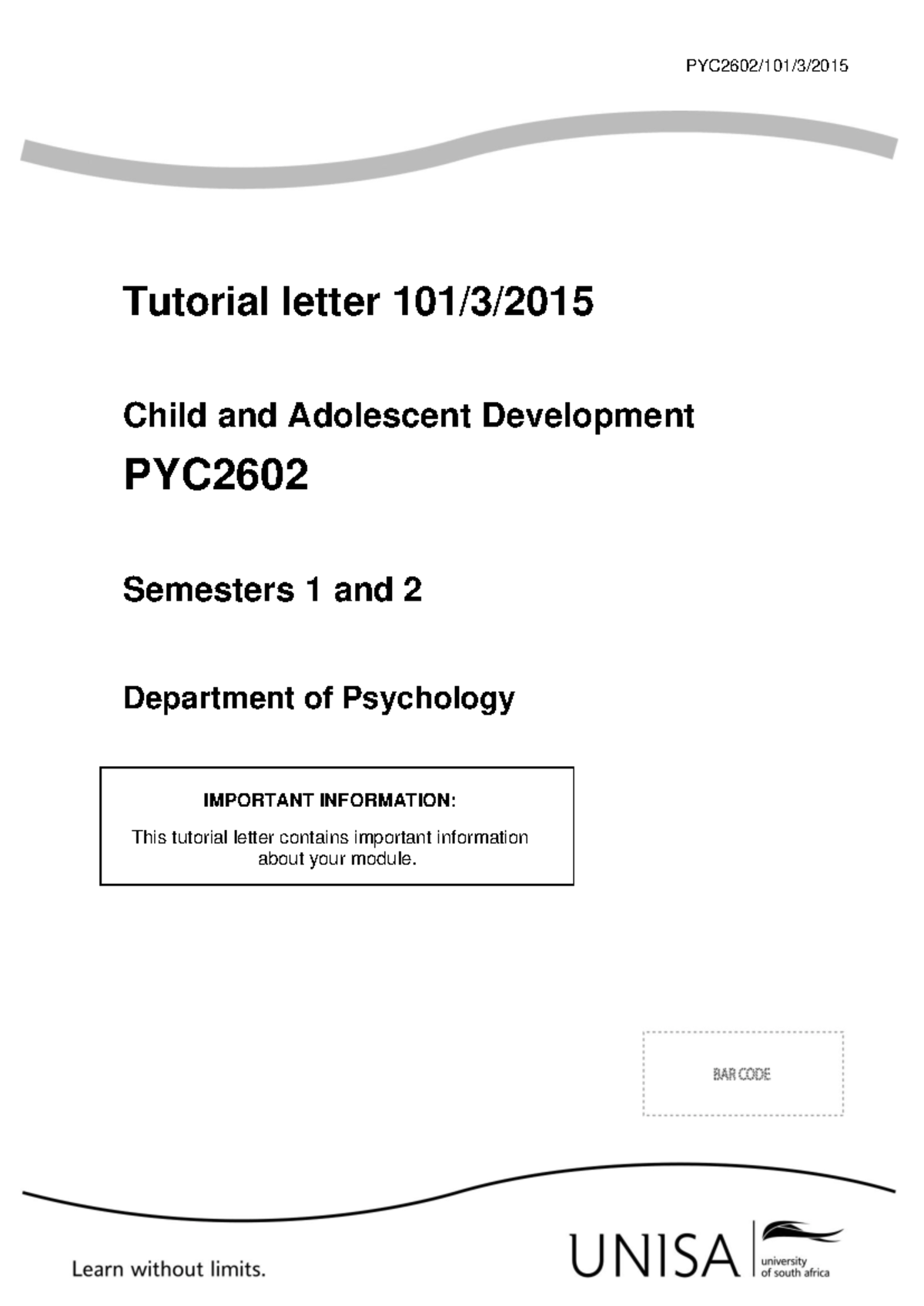 PYC2602 Tutorial letter 101-3-2015 - PYC2602/101/3/ Tutorial letter 101 ...