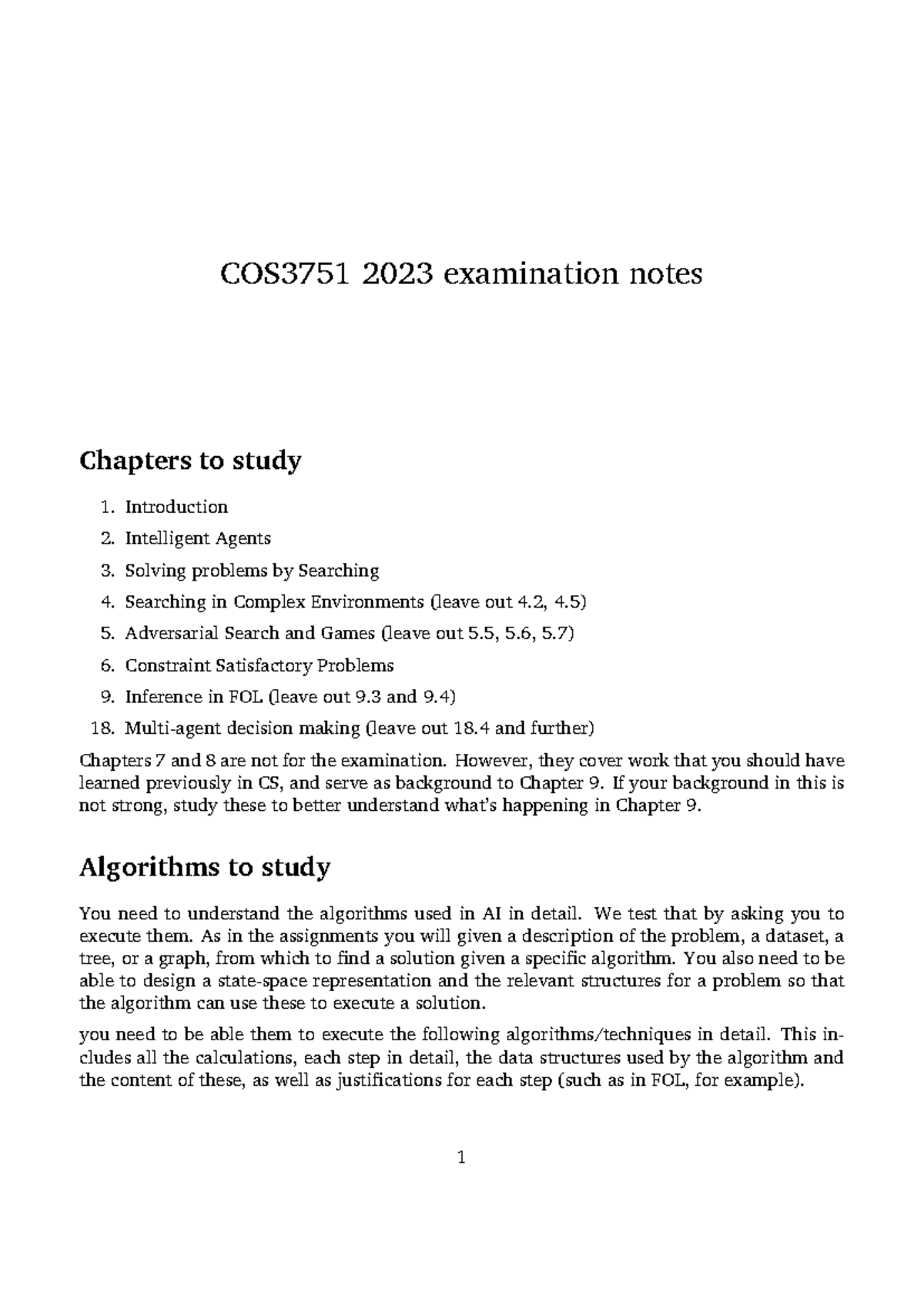 COS3751 2023 Final Exam Study Guide and Key Topics - Studocu