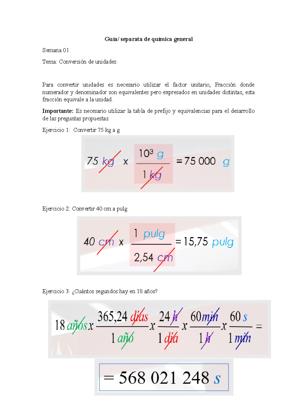 Guía de Conversión de Unidades en Química General - Chem 101 - Studocu