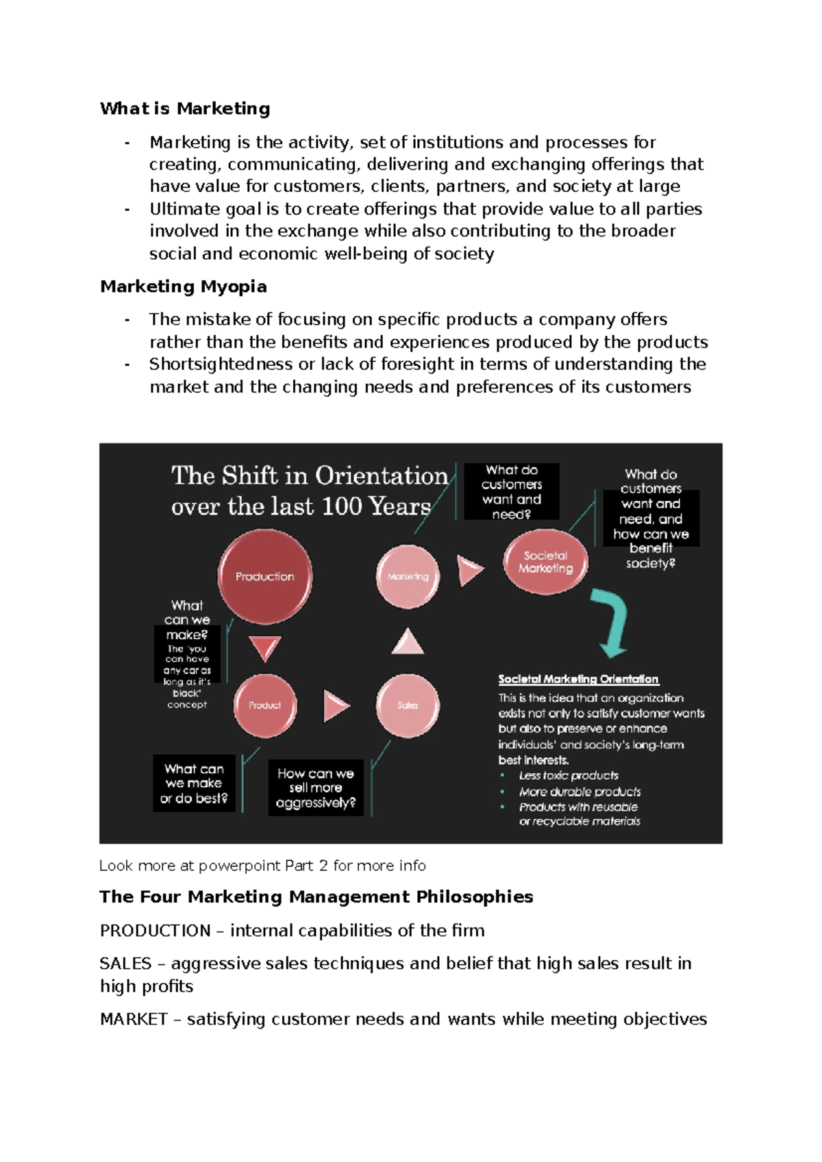 Marketing Concepts & Philosophies: Notes for MKT 101 - Studocu