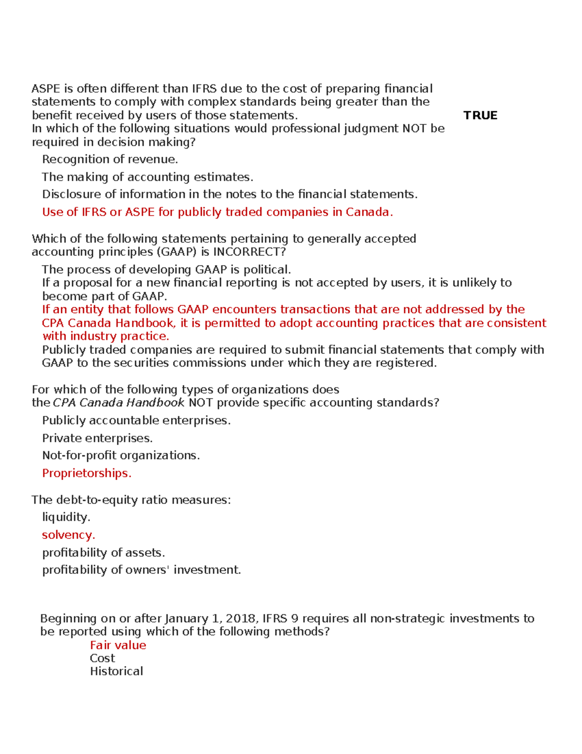 ASPE vs IFRS: Questions from Chapters 1, 2, 3, and 4 - Studocu