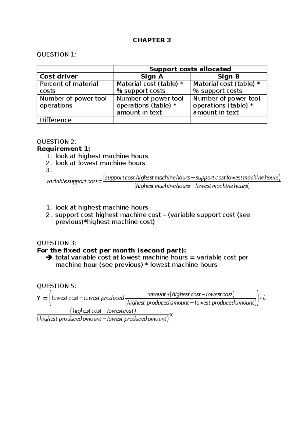 Chapter 3 Cost Calculations for Support and Machine Hours Analysis ...