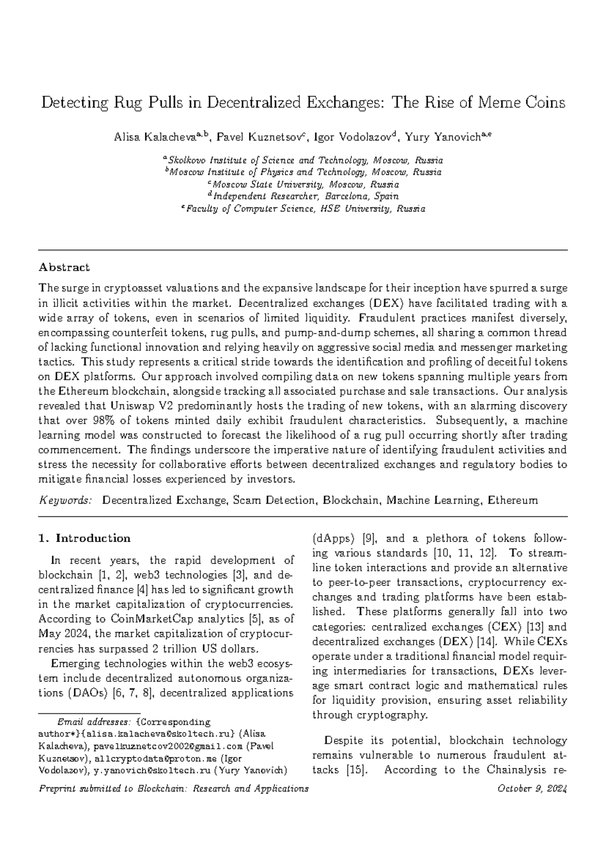 Detecting Rug Pulls in DEX: Insights on Meme Coins and Fraud Analysis -  Studocu