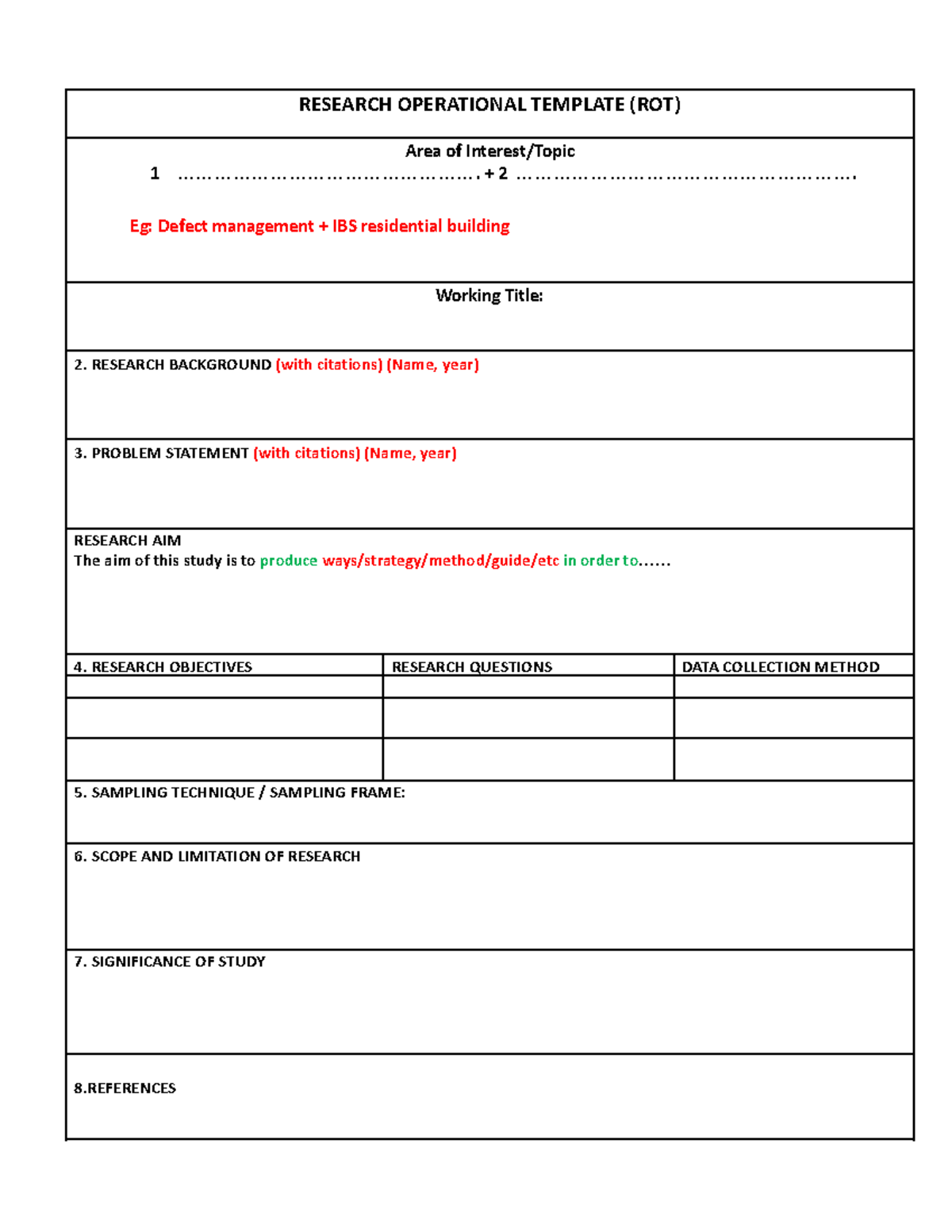 NEW ROT BSR558-1 - a table ROT to guide with the proposal and framework ...