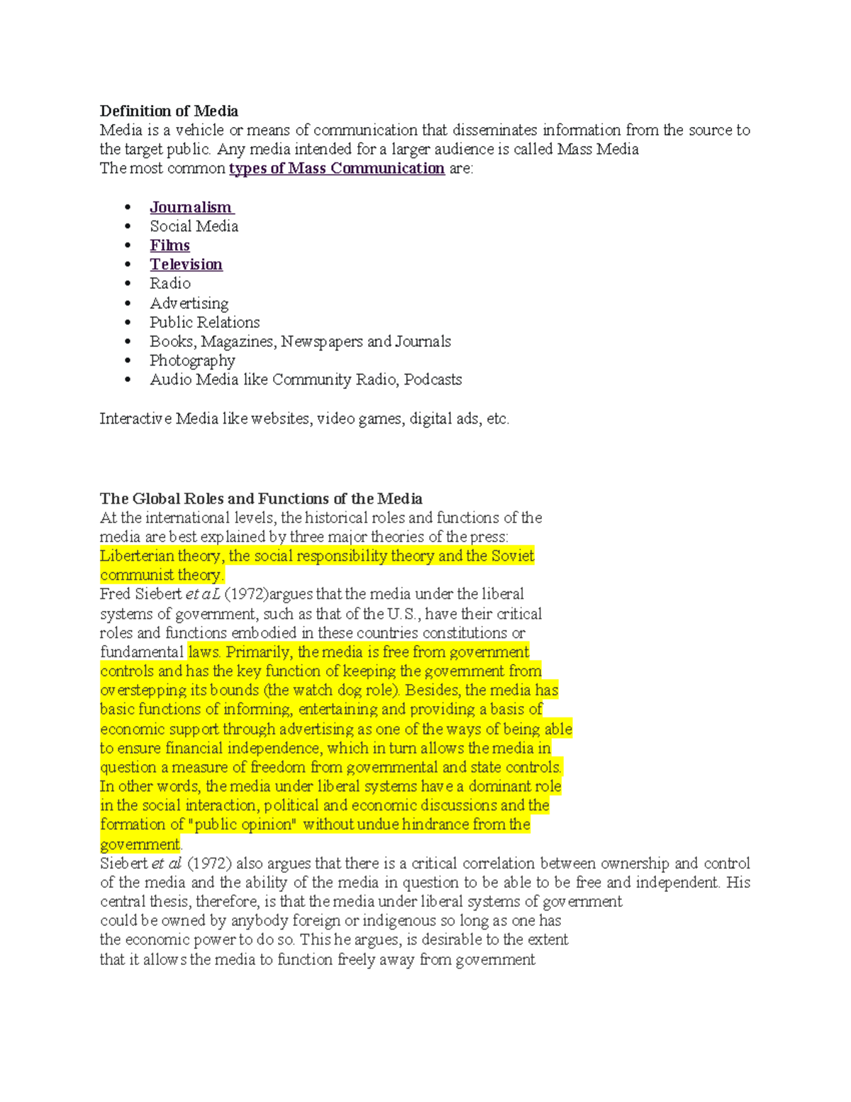 Media Law Notes - LLB: Understanding Media's Role and Regulations - Studocu