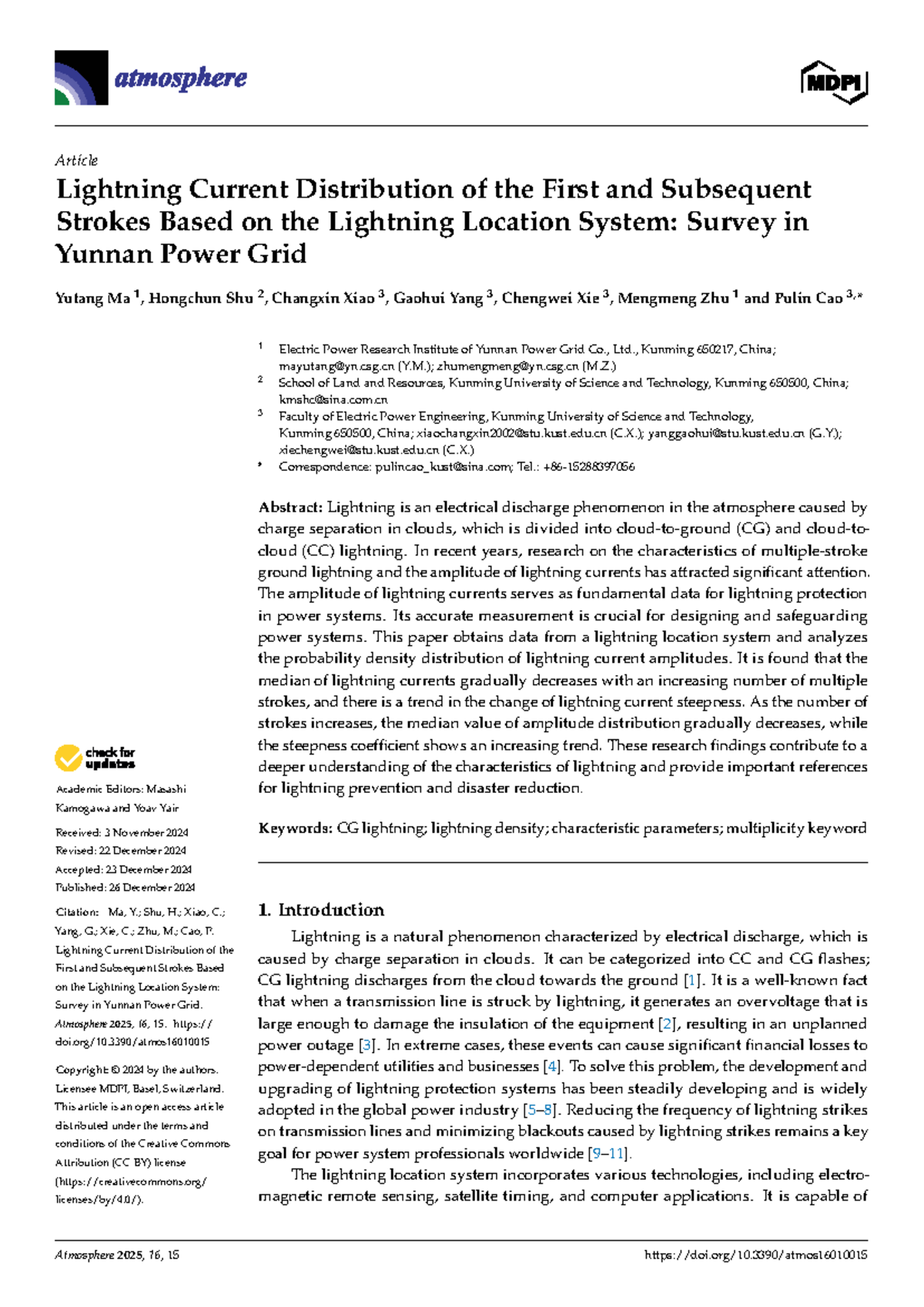 Lightning Current Distribution Analysis of First and Subsequent Strokes ...